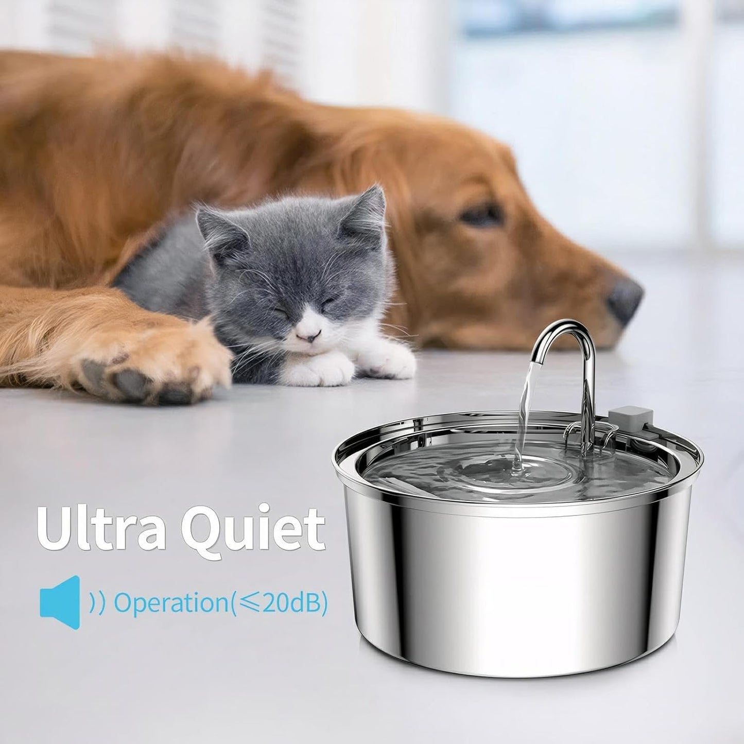 Cat Water Fountain soaringstore : Cat Fountain for Drinking - 108oz/3.2L Pet Water Fountain for Cats Indoor - Quiet Water Fountain for Cats - Faucet Pet Fountain - for Pets& Small Animals