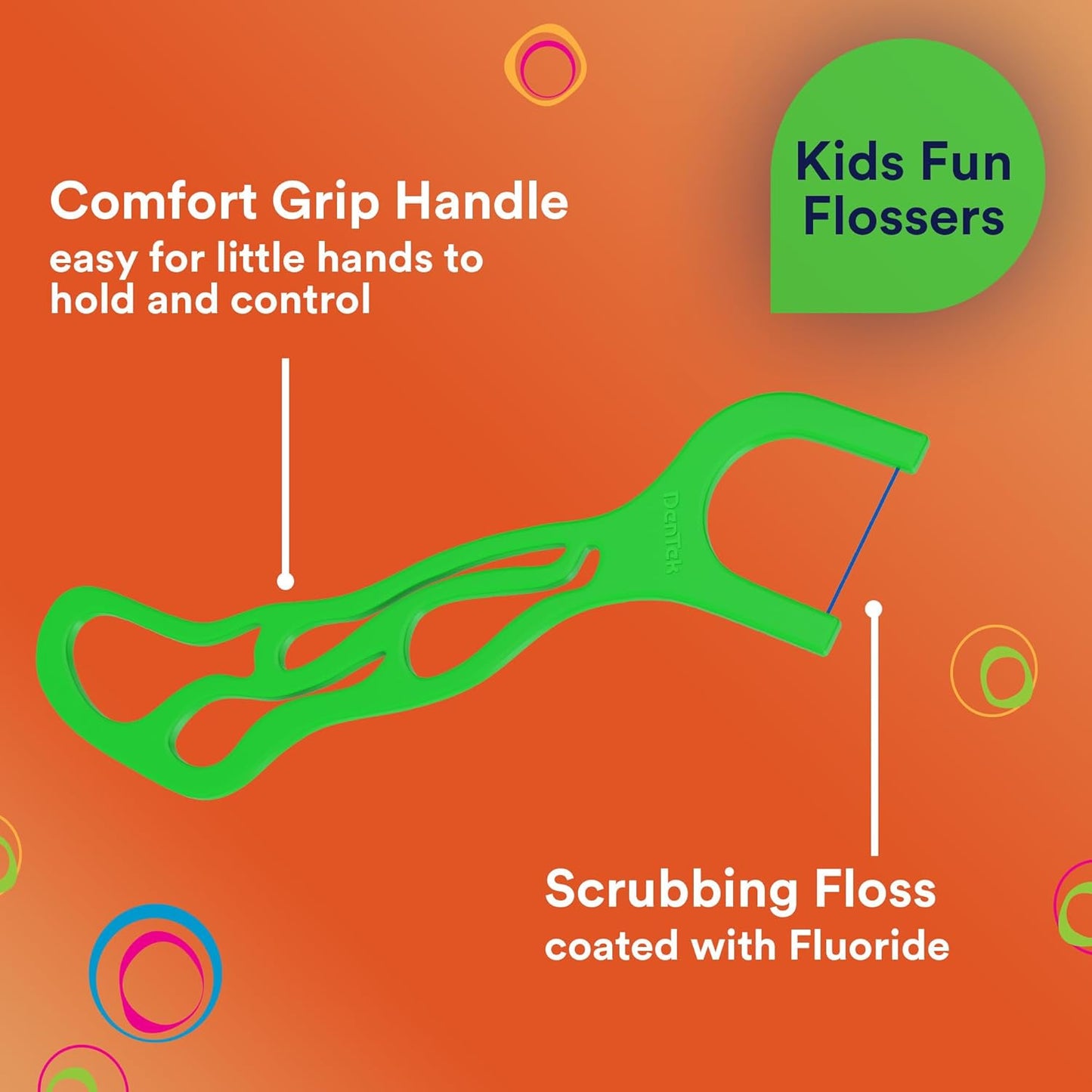 DenTek Fun Flossers – Kids Floss Picks with Wild Fruit Flavor, 90 Count