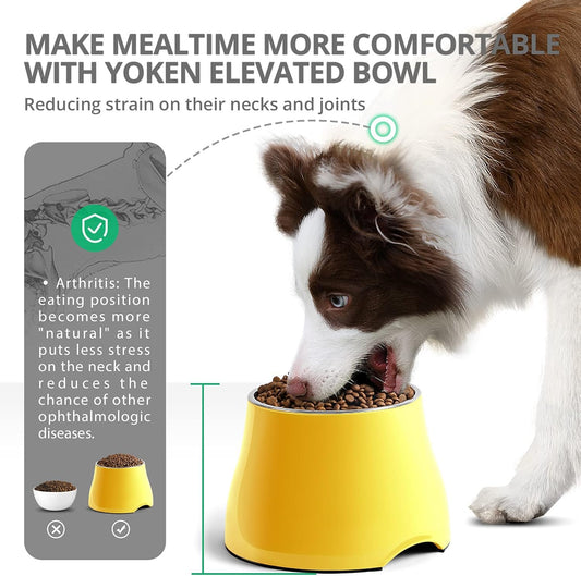 yoken Elevated Dog Bowls,[Prevention of Vertebrae Disease][Super Non-Slip] Dog Bowl with Stainless SteelBowl,High Capacity,for Medium/Small Size Dogs
