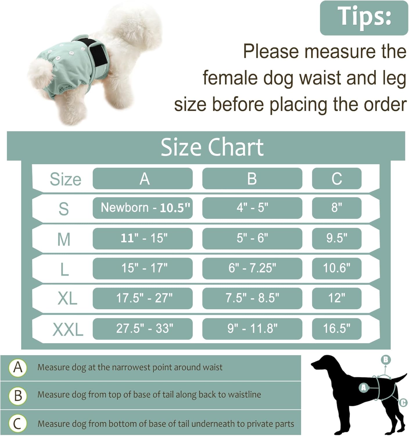 Female Dog Diapers 5Pcs - Premium Reusable Diapers for Doggie in Heat - Highly Absorbent Dog Diapers Female for Pet Incontinence with Adjustable Snaps, Flowers S