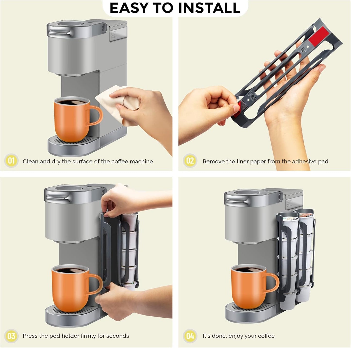 K Cup Holder for Keurig: Coffee Pod Holder for Counter Small Space - Kcup holders for Wall Mount (2, Black)