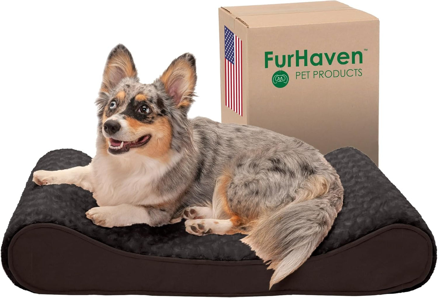 Furhaven Cooling Gel Dog Bed for Medium/Small Dogs w/ Removable Washable Cover, For Dogs Up to 23 lbs - Ultra Plush Faux Fur & Suede Luxe Lounger Contour Mattress - Chocolate, Medium