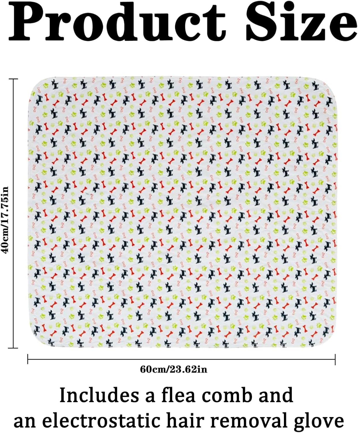 Washable Puppy Pads with Pheromones, Dog Pads Washable, Reusable Pet Training Pads for Dogs and Cats, Includes Hair Removal Glove and Flea Comb, 15.7 x 23.6 Inches White 3-Piece Set