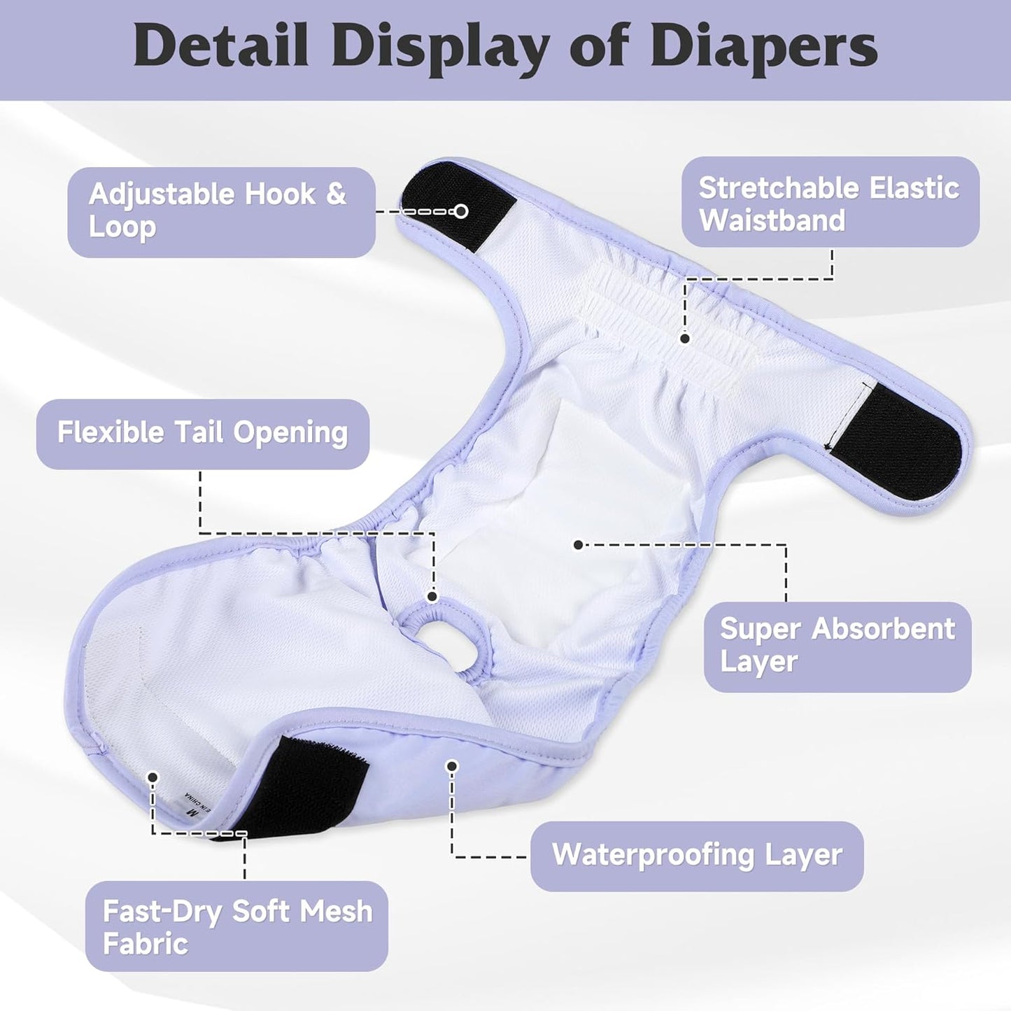 4 Pack Reusable Female Dog Diaper, Highly Absorbent Doggie Diapers for Female Dogs, Dog Diaper Small, Yellow