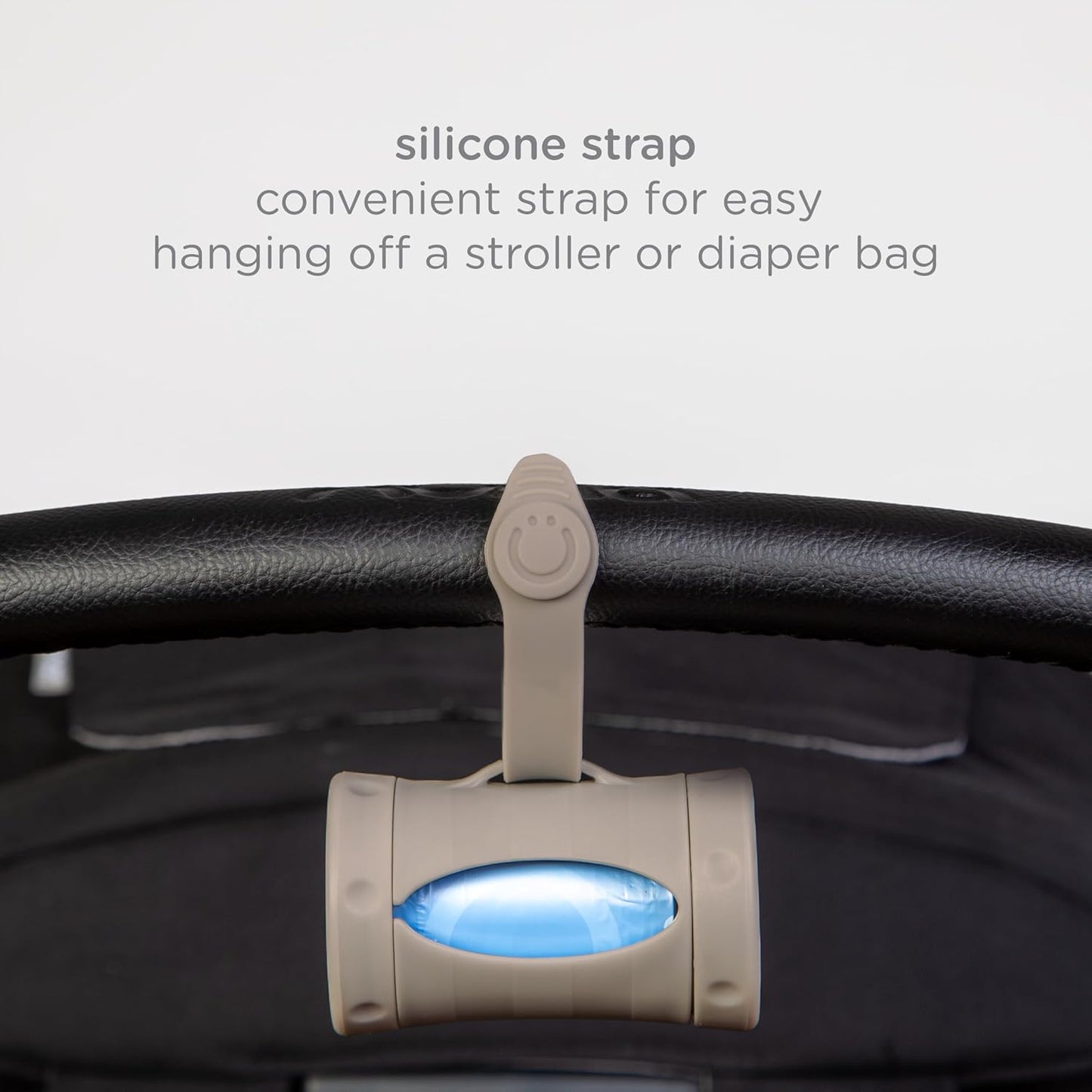Ubbi Retractable On-the-Go Bag Dispenser for Baby Travel, Diaper Bag Accessory Must Have for Newborns, Helpful Baby Accessory, Taupe