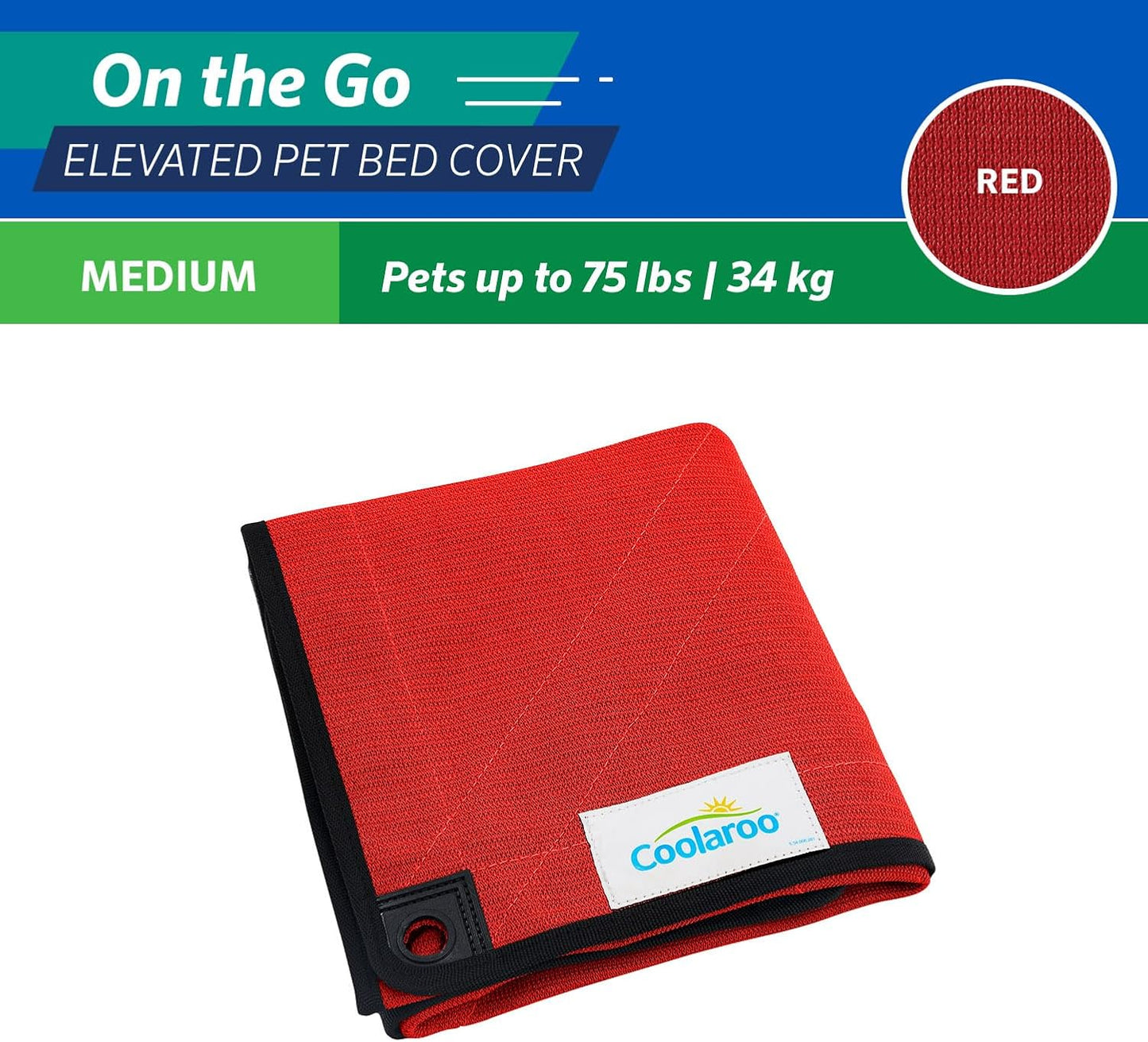 Coolaroo On The Go Cooling Elevated Dog Bed Replacement Cover, Portable for Travel & Camping, Collapsible for Storage, Medium, Red