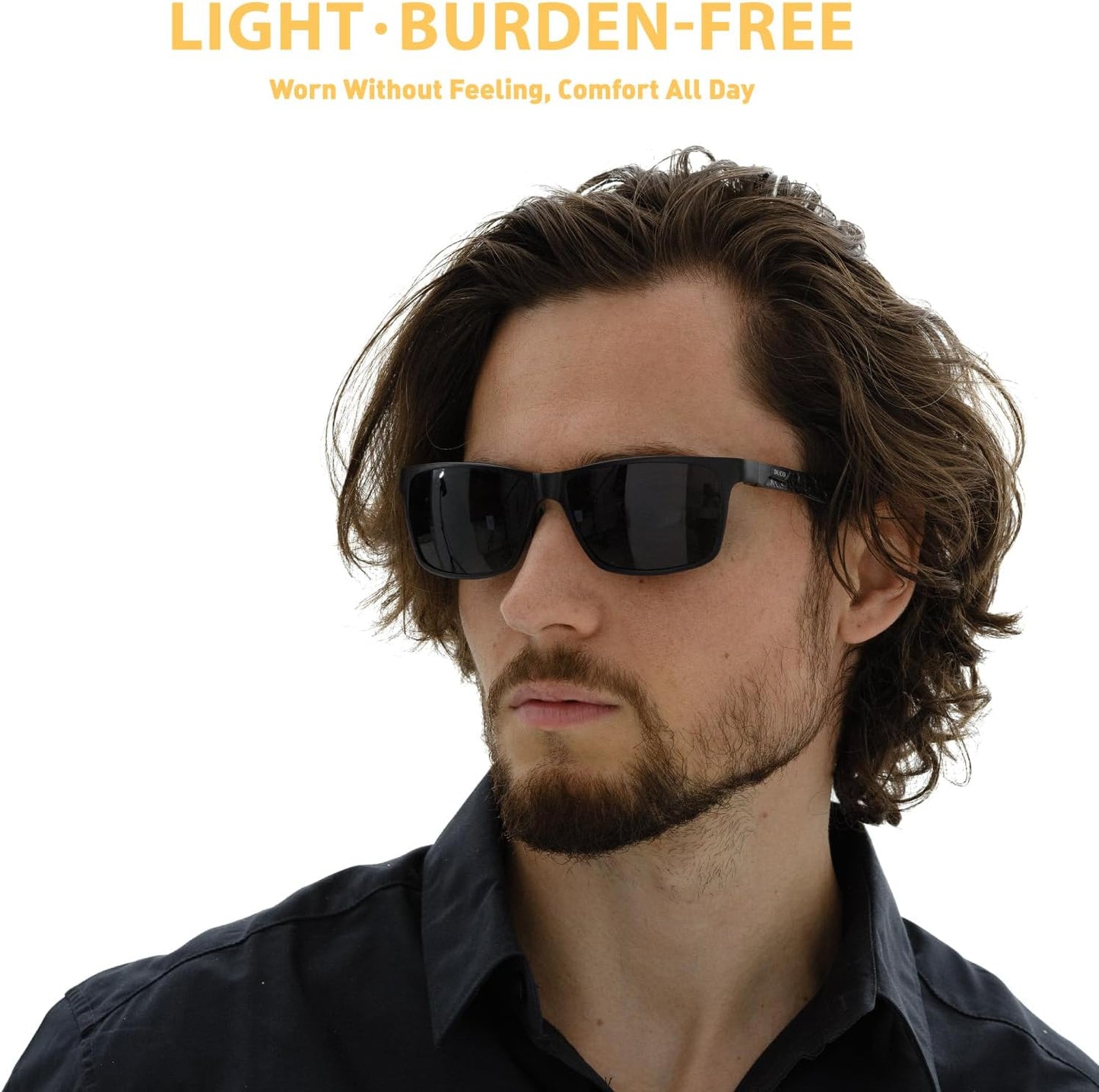 DUCO Mens Sunglasses Polarized Rectangle Sunglass for Men Lightweight Carbon Fiber UV400 Protection 8206