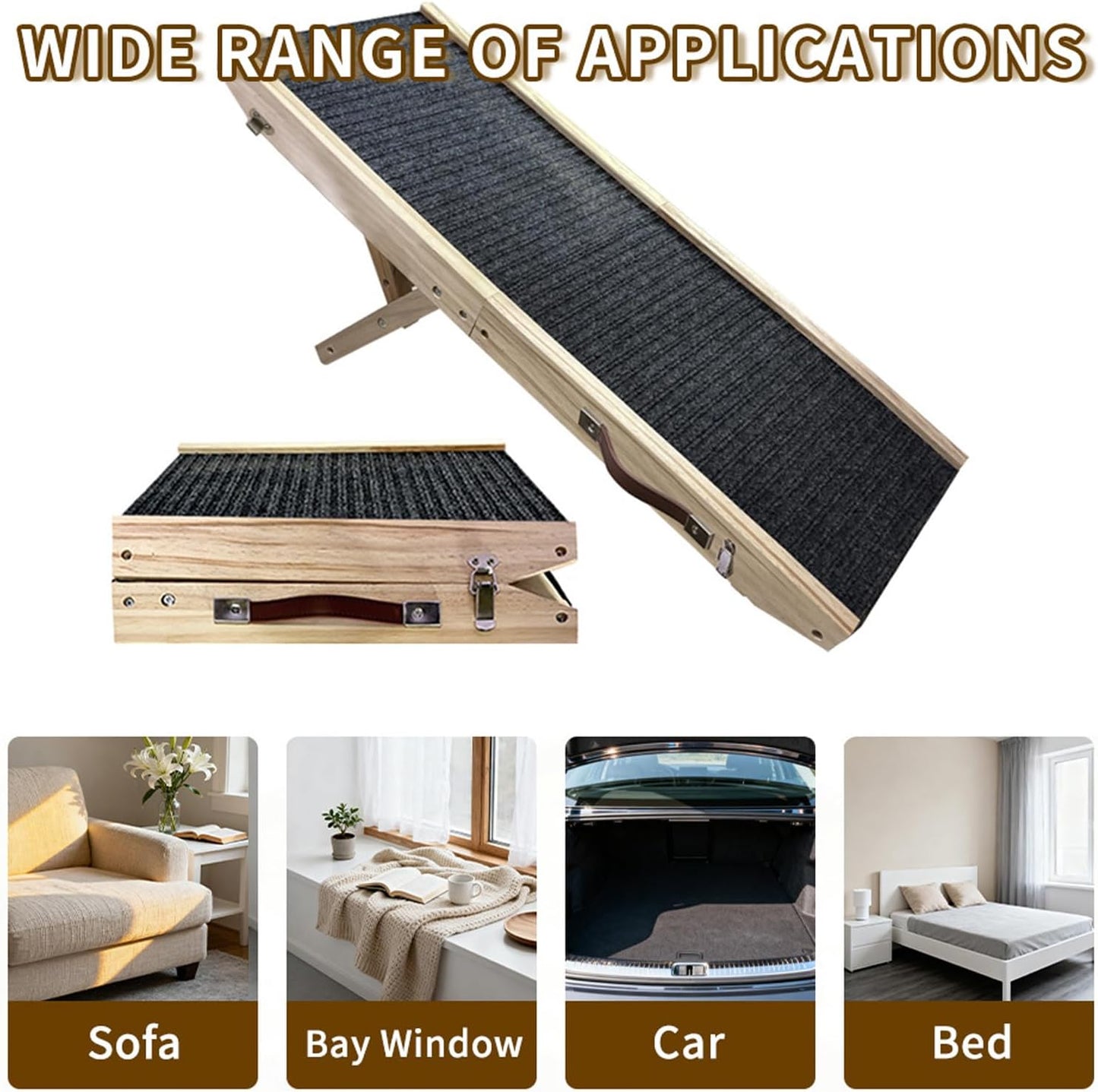 Puppy Ramp Stairs, Foldable 4-Step Height Access, Portable Pet Bed Ladder with Modern Design, Lightweight Indoor Climbing Tool, Safe Easy-to-Clean Pet Equipment, Stairs Suitable Window Fence