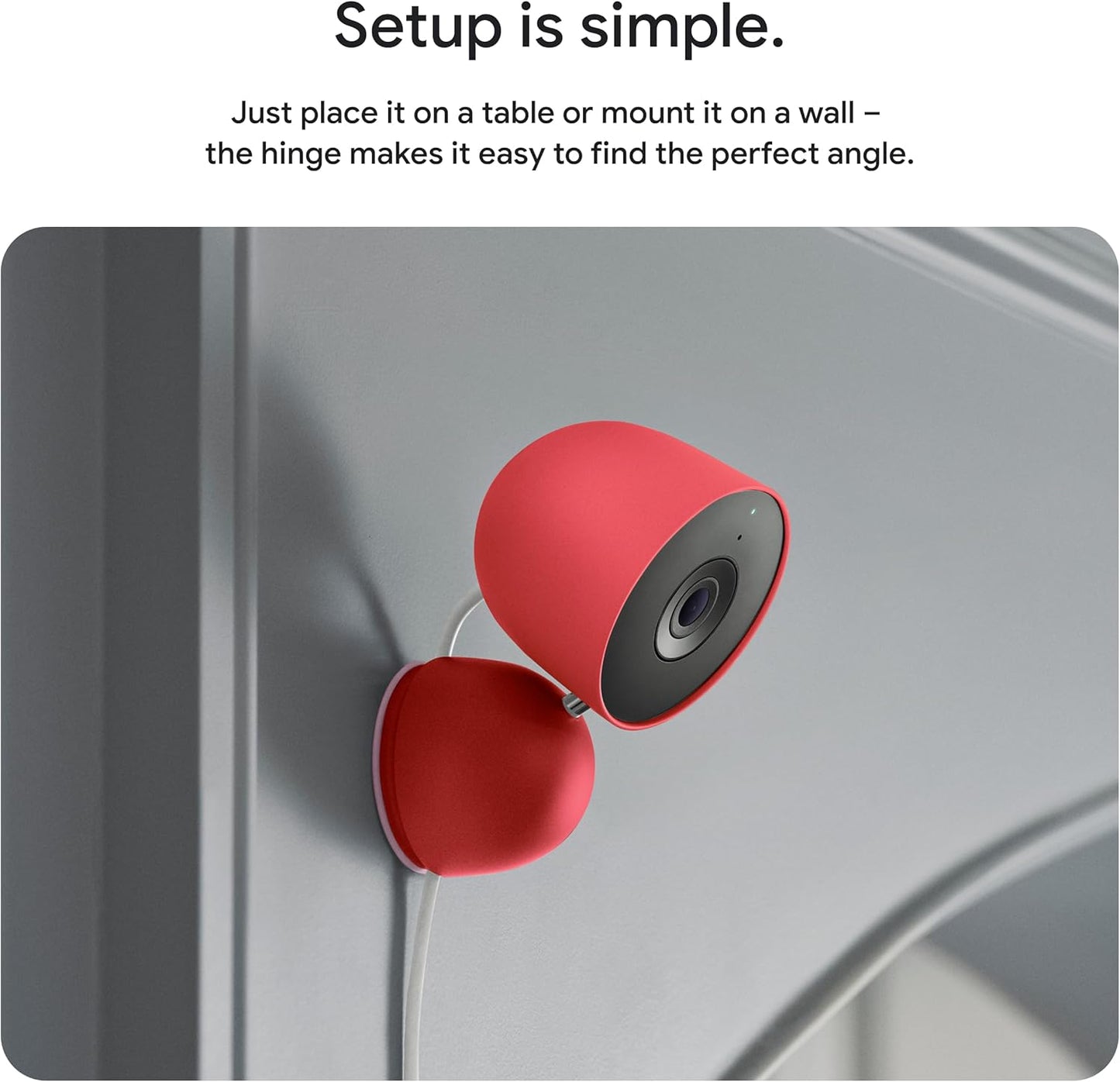 Google Nest Cam Indoor (Wired, 3rd Gen) - Security Camera with 2K Video and Gemini, Night Vision, 2-Way Audio, Works with Google Home - 2025 Model - Snow