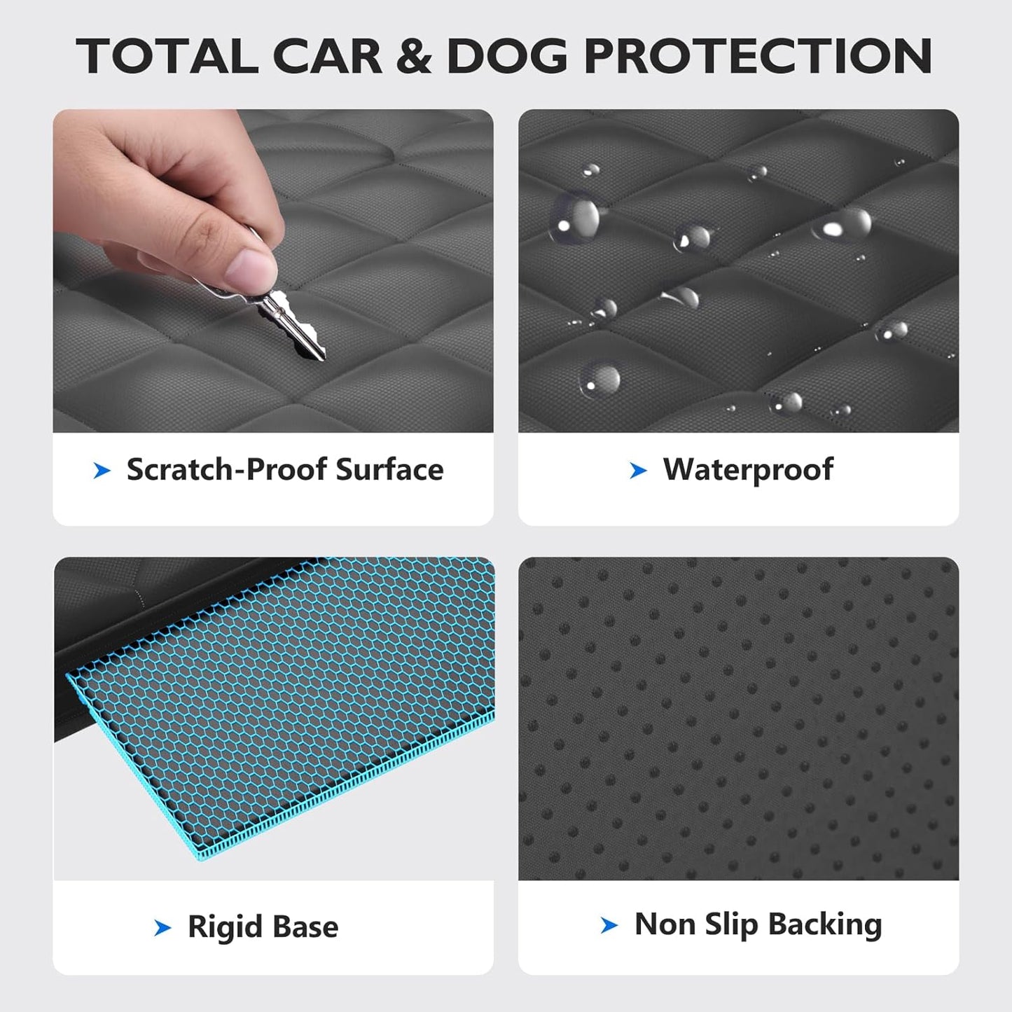 Back Seat Extender for Dogs-Large Space, Upgraded Egg Crate Foam Soft Dog Car Seat Cover Holds 420lb, Sturdy Backseat Extender for Dogs, Waterproof Pet Car Bed Dog Hammock for Car, SUV, Truck