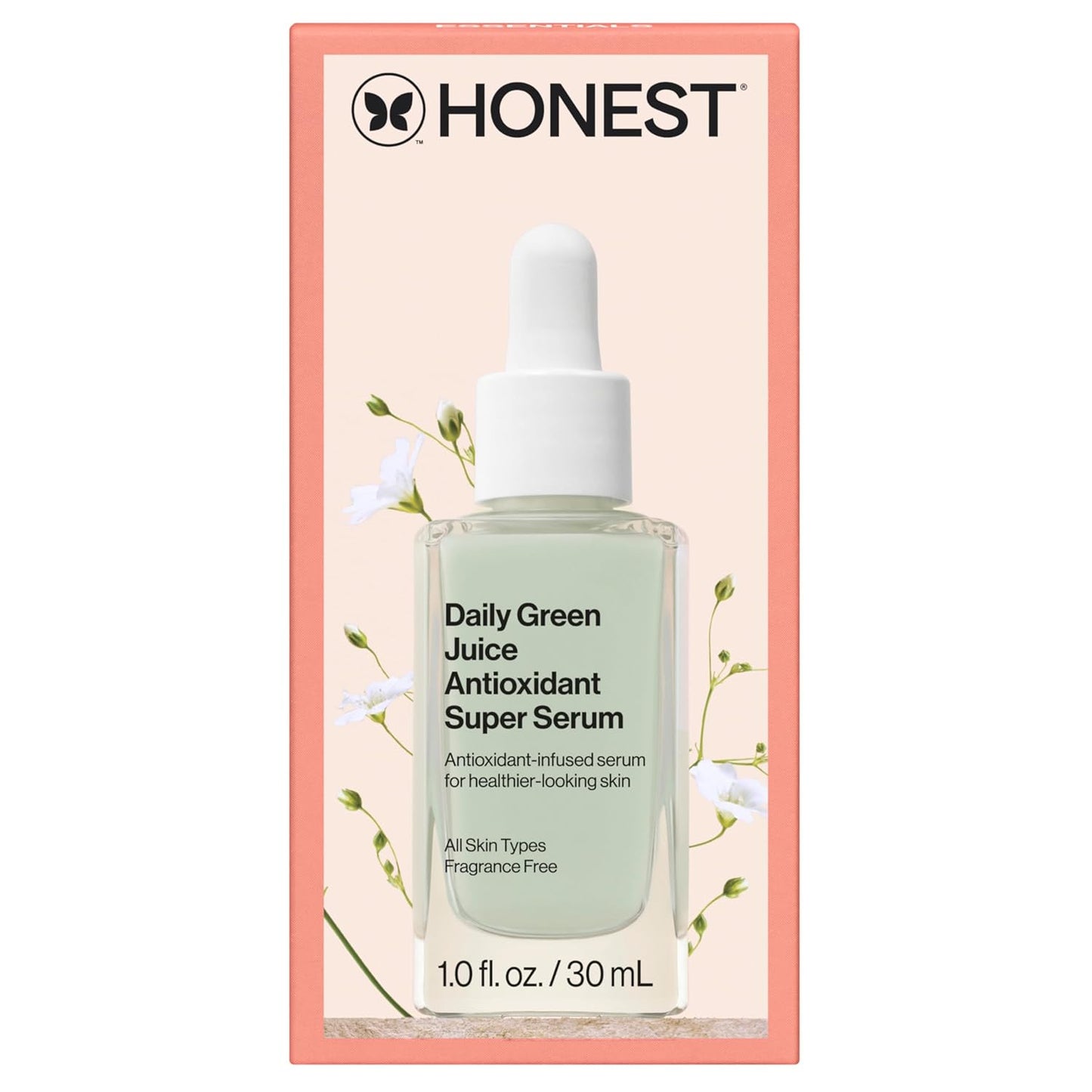 Honest Beauty Daily Green Juice Antioxidant Super Serum, Improves Skin Tone Texture, Gentle for Sensitive Skin, Fragrance-Free Vegan, 1 fl oz