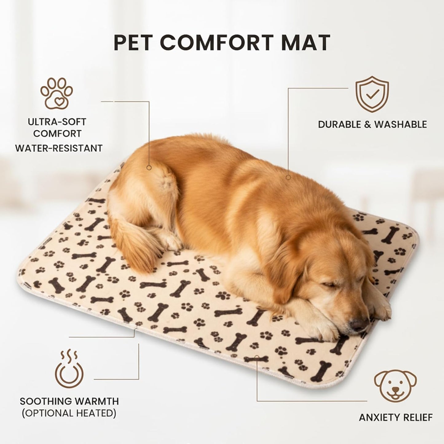 3-Piece Set with 23.62 x 11.81Inches Comb and Gloves for Potty Training and Post-Surgery Care, Dog Pee Pads with Pheromones,Reusable Polyester Pads for Hyperactive Dogs and Multi-Pet Households