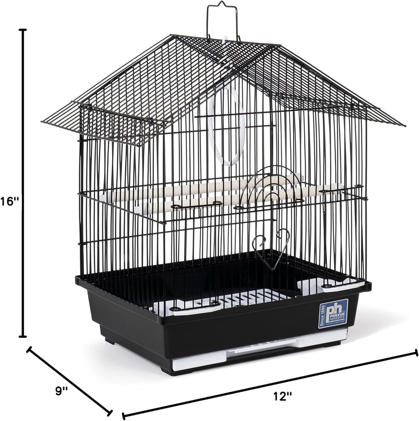 Prevue Pet Parakeet Manor Bird Cage with Handle - Versatile Carrier for Home or Travel, Small Bird Accessories, Easy Storage, Ideal for Canaries, Budgies, Finches, Parakeets, and More - Black