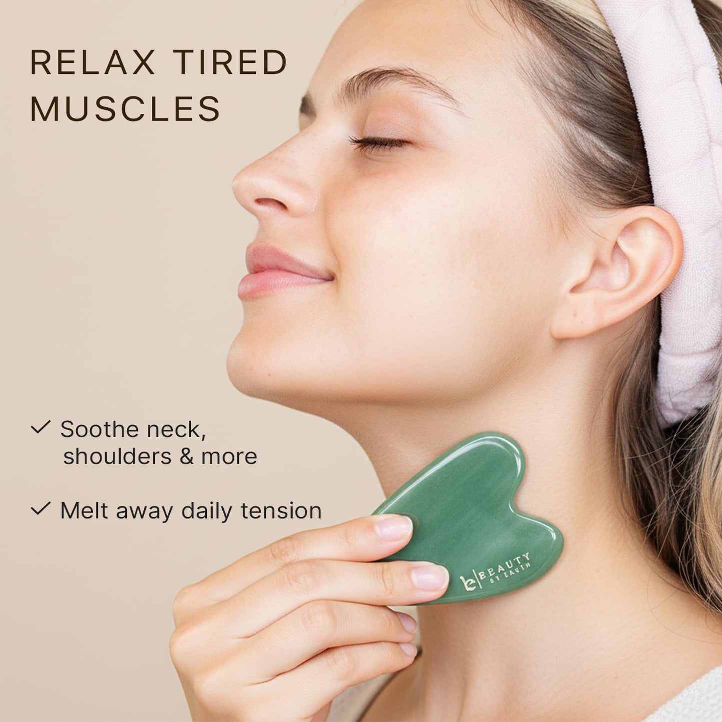 Beauty by Earth Jade Gua Sha Facial Tools - Face Sculpting & Massager Tool for Lymphatic Drainage & Jawline Sculpting, Guasha Tool for Face, Eye Depuffer Skin Care Tools