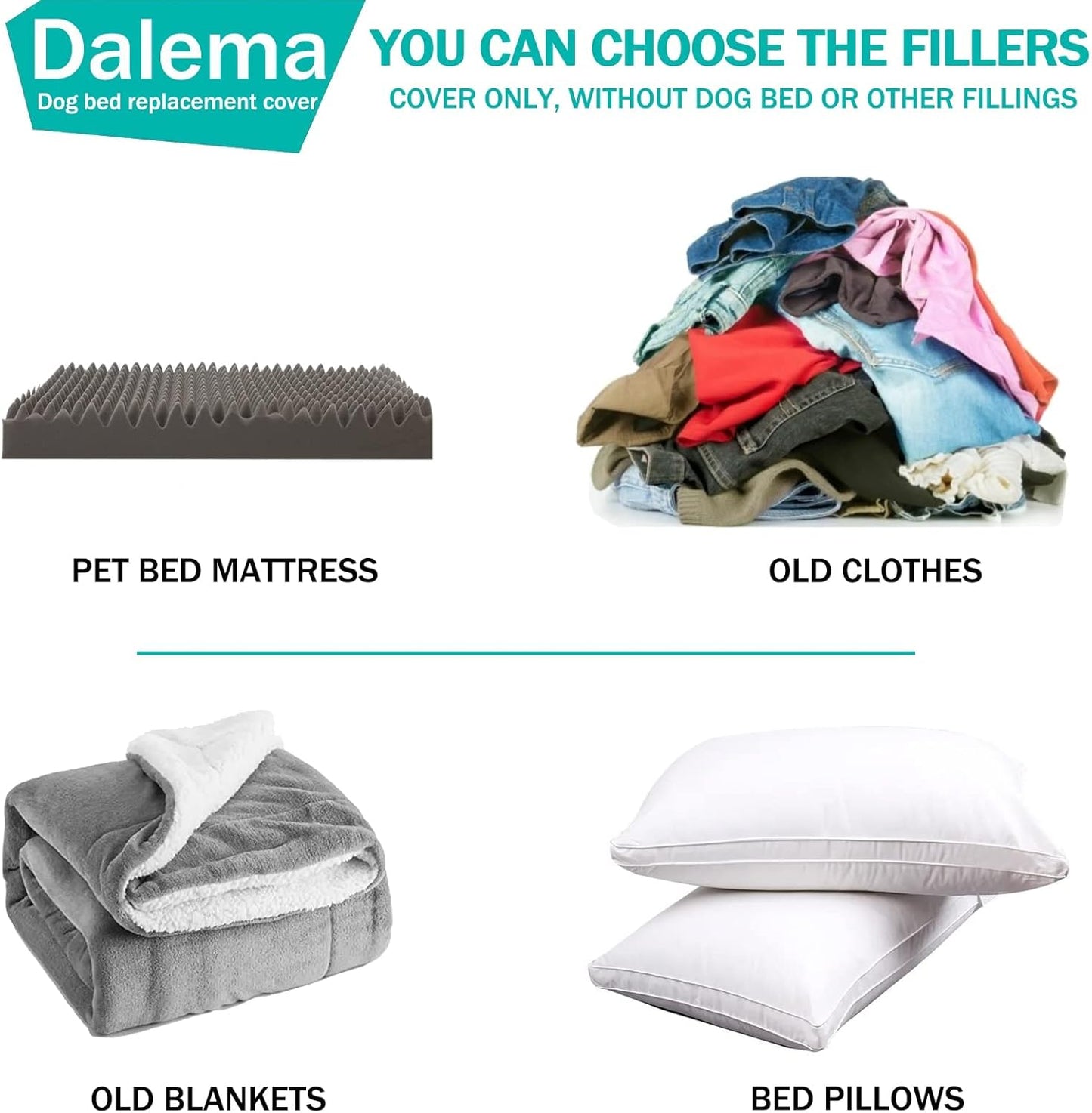Dog Bed Cover 44L x 32W x 4H Inch,Heavy Duty Durable Waterproof Fluffy Soft Short Plush Replacement Dog Bed Covers,Washable Removable Pet Bed Mattress Cover with Zipper.Grey,Cover Only.