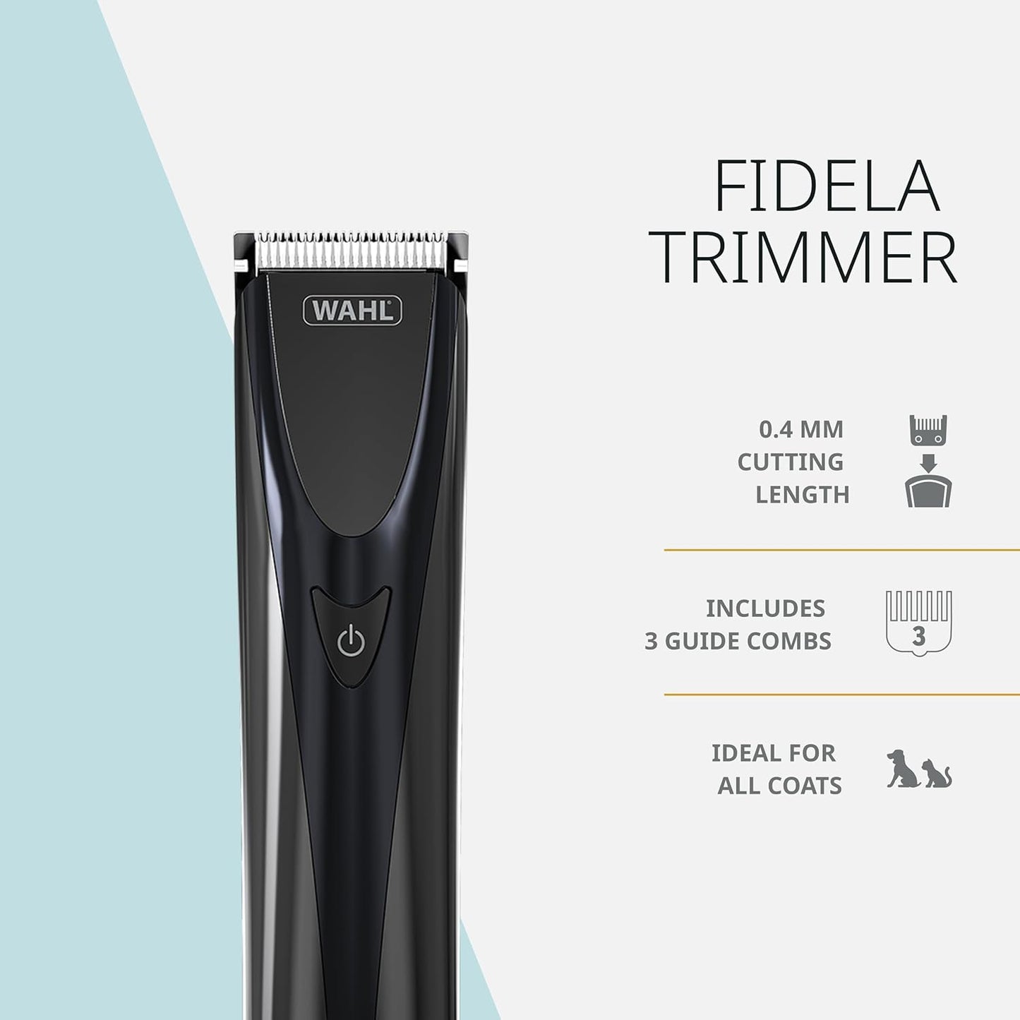 Wahl Pro Animal Fidela Trimmer - Cordless Dog & Cat Hair Trimmer - for Sensitive Areas - Essential Grooming Tools - with 3 Guide Combs