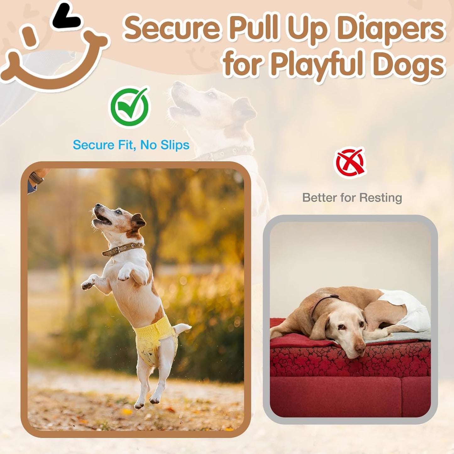 Dog Diapers Female, Pull It Up Disposable Puppy Diapers with 360° Stretchy Waist, Super Absorbent Leak-Proof Doggie Diapers for Playful Dogs, Dog Walking, Gaming(S,30PCS)