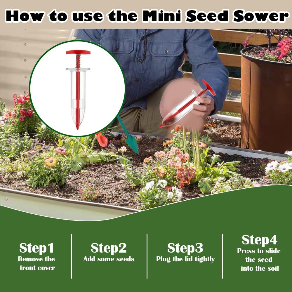 7 Piece Sowing Seeds Dispenser Set, with 12 Hole Seeder, Upgraded mini Seed Spreader, Garden Seed Planting Tool, Multifunctional Interval Gardening Tool, Handheld Seed Spreader