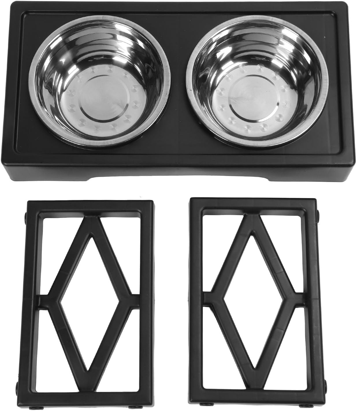 Pilipane Elevated Dog Bowls Prevent Slip Height Adjustable Raised Dog Bowl Stand with 2 Stainless Steel Food Bowls for Dogs Cats
