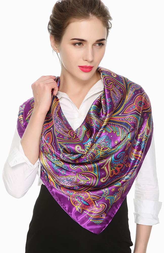 corciova 35x35 Large Square Satin Hair Scarf for Women – Silk-Feel Head Wrap, Night Protection, Fashion Bandana & Headscarf