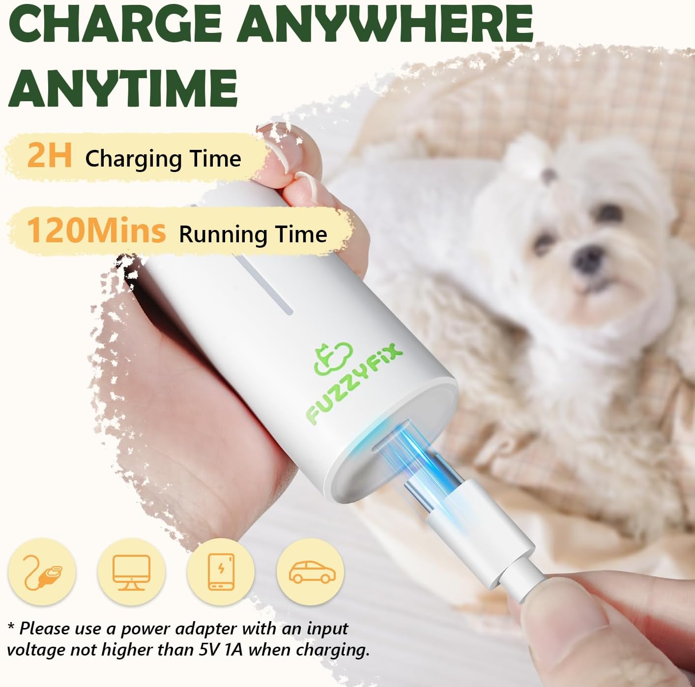 Dog Grooming Kit with LED Light, Low Noise Rechargeable 4 in 1 Pet Clippers for Matted Hair, Cordless Electric Cat Paw Trimmer Dog Nail Grinder, Grooming Supplies for Cat and Small Dogs
