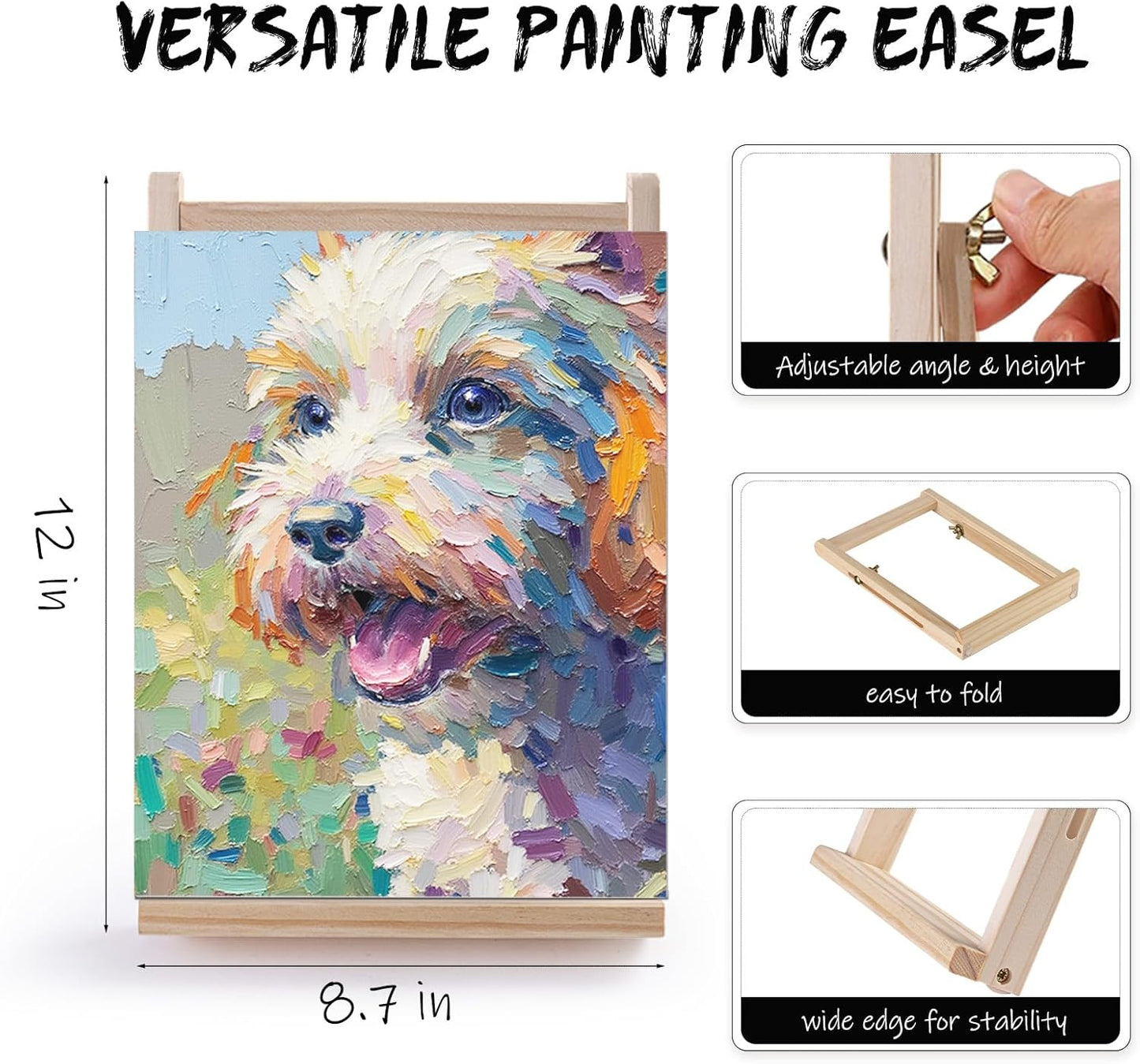 LEYEMO Acrylic Paint Set for Kids, Art Supplies Painting Kit with18 Acrylic Paints, 5 Canvas, 8 Paint Brushes, Easel, Palette ETE, Paint Set Gifts for Adults & Artist