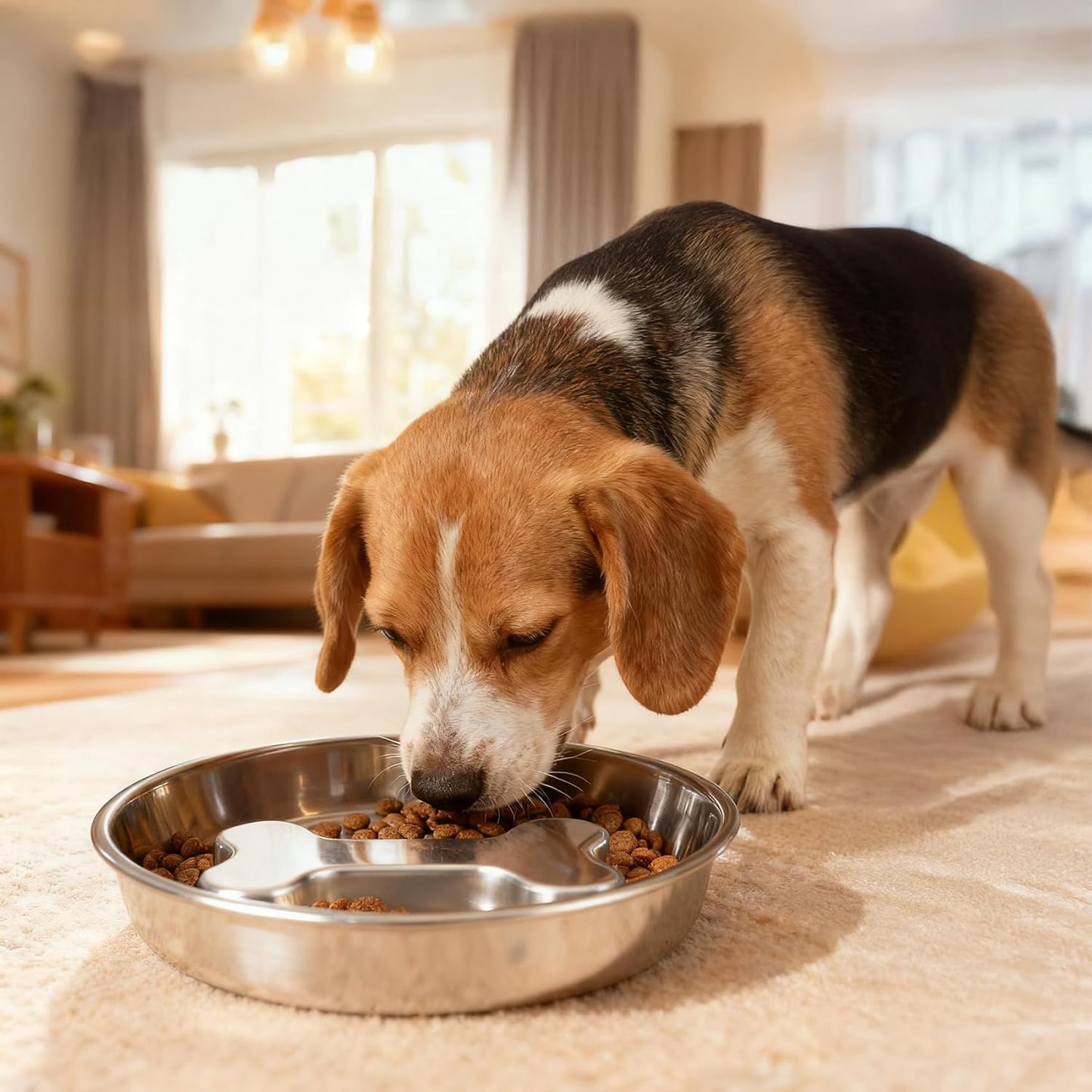 Slow Feeder Dog Bowls, 2 Pack 5 Cups Double-Sided 304 Stainless Steel Lick Plate & Slow Eating Bowl for Medium Large Dogs, Food-Grade Heavy Duty Metal Pet Food Holder Puzzle Maze Dish for Fast Eaters