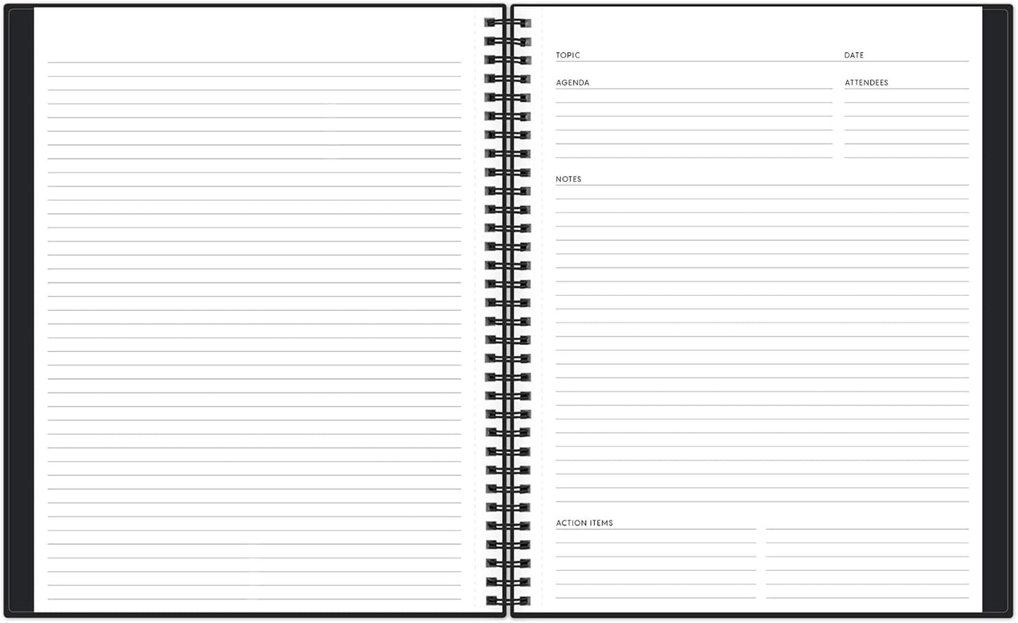 Blue Sky Aligned Notes Professional Business Notebook, Flexible Cover, Twin-Wire Binding, Perforated Pages, 8.5" x 11", Black