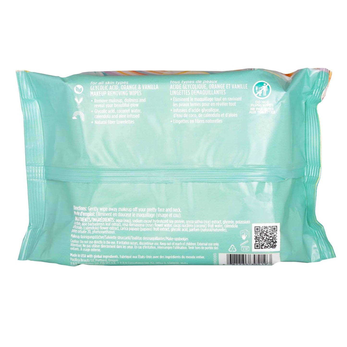 Pacifica Glowing Makeup Remover Wipes – With Glycolic Acid for AHA Exfoliating and Facial Cleansing – No Rinse Face Cleaning Towelettes – Dermatologist Tested, Vegan & Cruelty-Free – 30 Pack