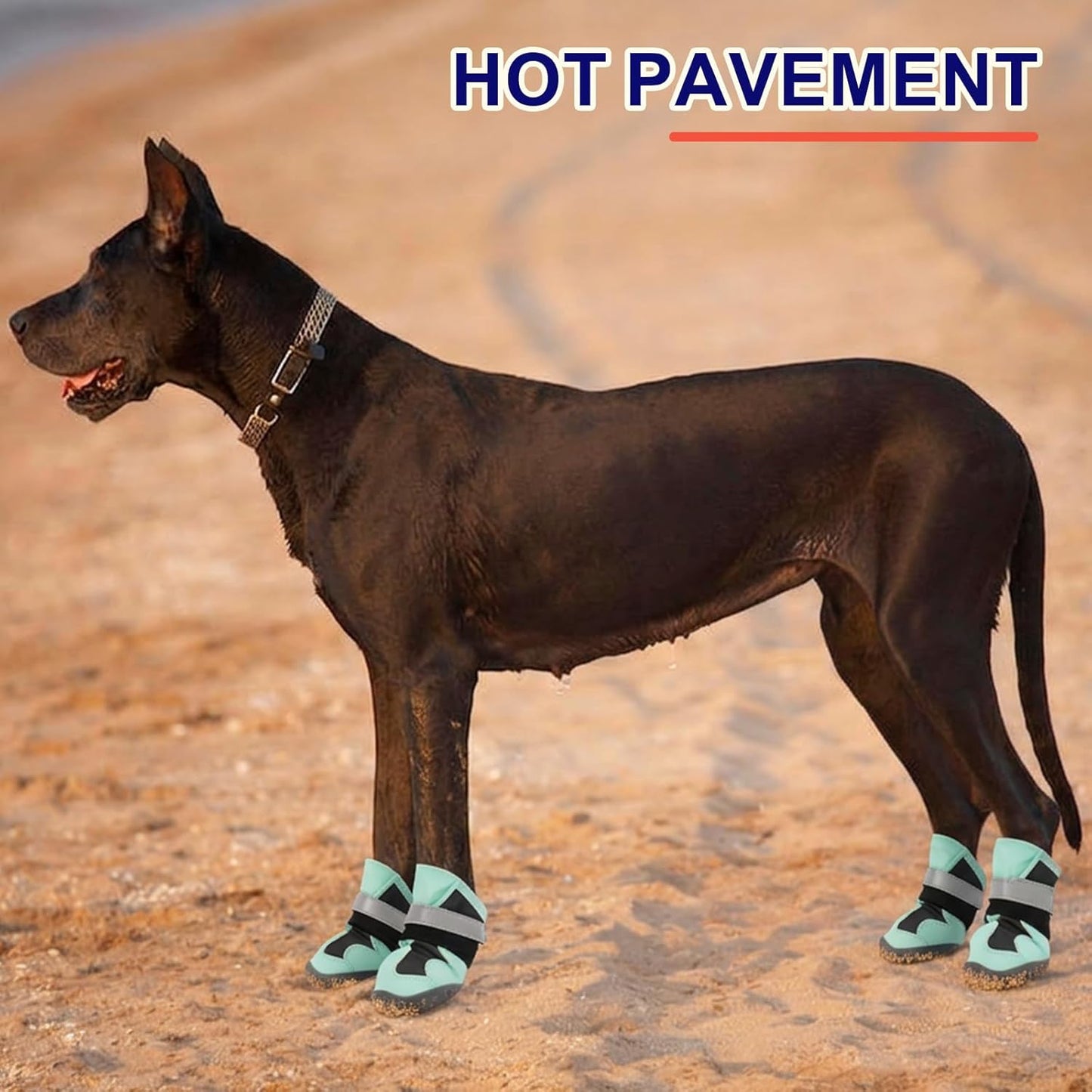 2 Breathable Large Dog Boots for Outside, Anti-Slip Reflective Rubber Waterproof Dog Boots, Dog Rain Boots & Paw Protectorss for Winter Snow, Hot Pavement