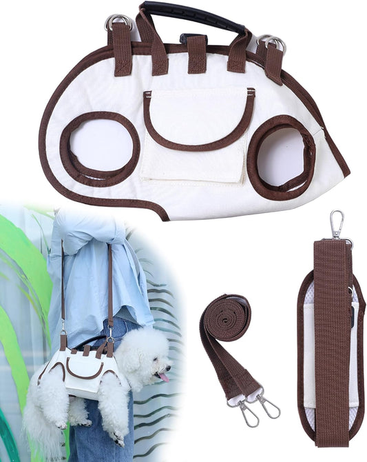 Dog Carry Sling, Full Body Sling with Handle, Hands Free Shoulder Carrier for Senior Dogs Joint Injuries, Joint Injuries, Up and Down Stairs (L, 14.3~19.8 lbs)