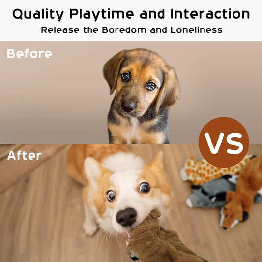 Nocciola Dog Squeaky Toys, 5 PCS Crinkle Plush Dog Toys, No Stuffing Dog Toys for Small Medium Large Dogs, Stuffless Puppy Toys for Boredom