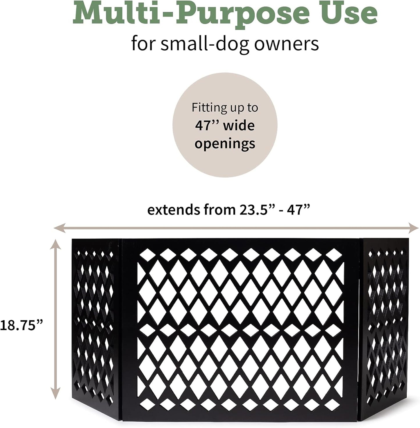 Free Standing Pet Gate | Pet Gate for Small Dogs | Free Standing Dog Gate for Stairs | Freestanding Dog Gates for Doorways | Freestanding Pet Gates | Width 23.5-47 inch | Height 18.75 inch (Diamond)