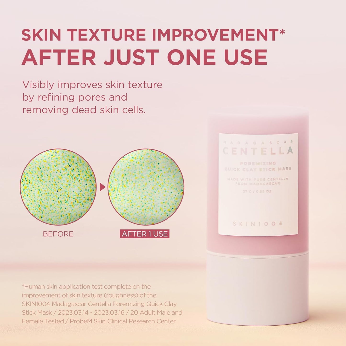 SKIN1004 Poremizing Quick Clay Stick Mask, Face Mask Skincare for Pore Minimizing, Facial Clay Mask with Centella, Pore Minimizer for Sebum Control, Pink Mud Mask, Korean Skin Care, 0.95 oz / 27g