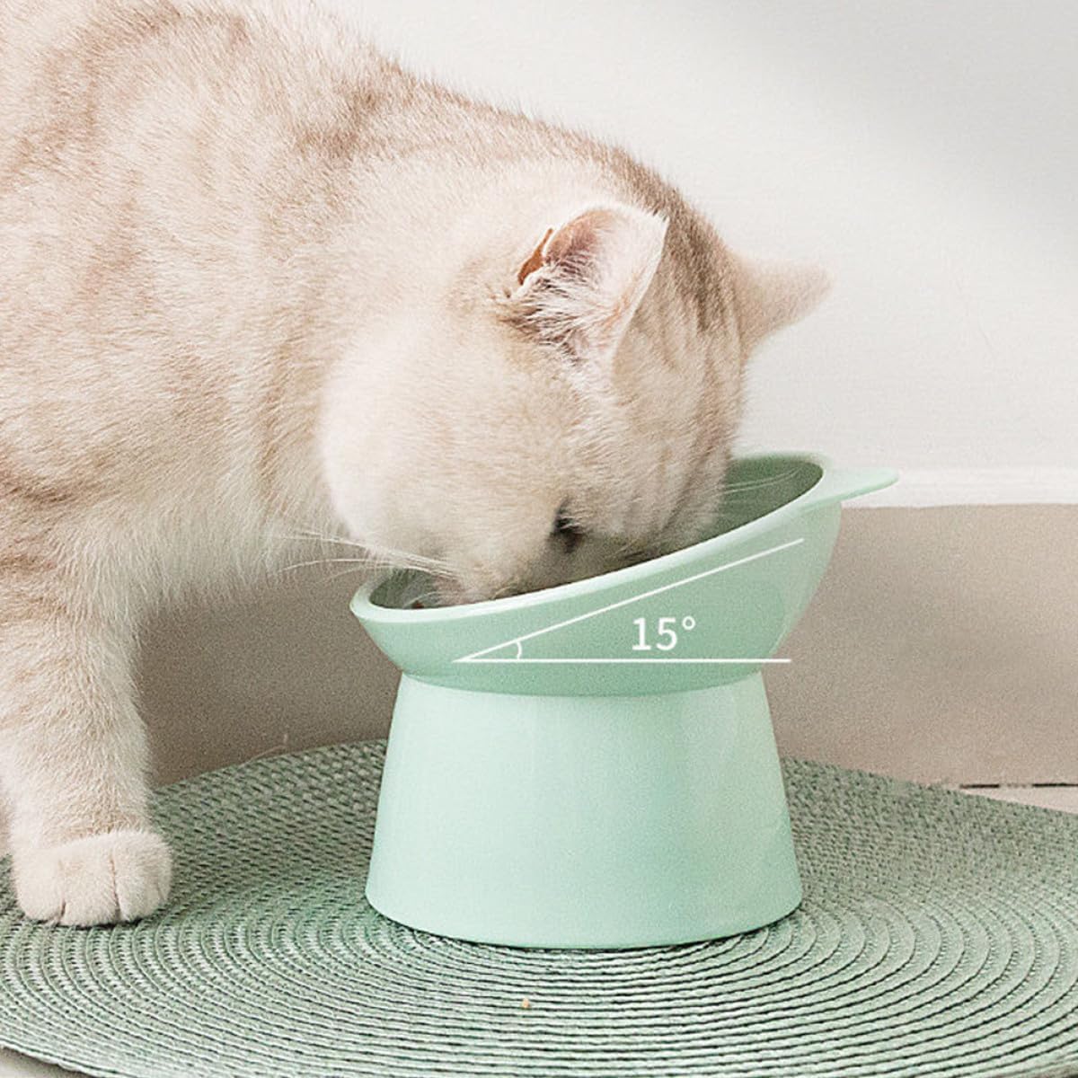 2pcs Raised Slanted Cat Food Bowls with Neck Protection, Wear-Resistant Plastic Feeding Bowls for Whisker Relief and Anti-Spill, Compact Pet Feeders for Cats and Small Dogs
