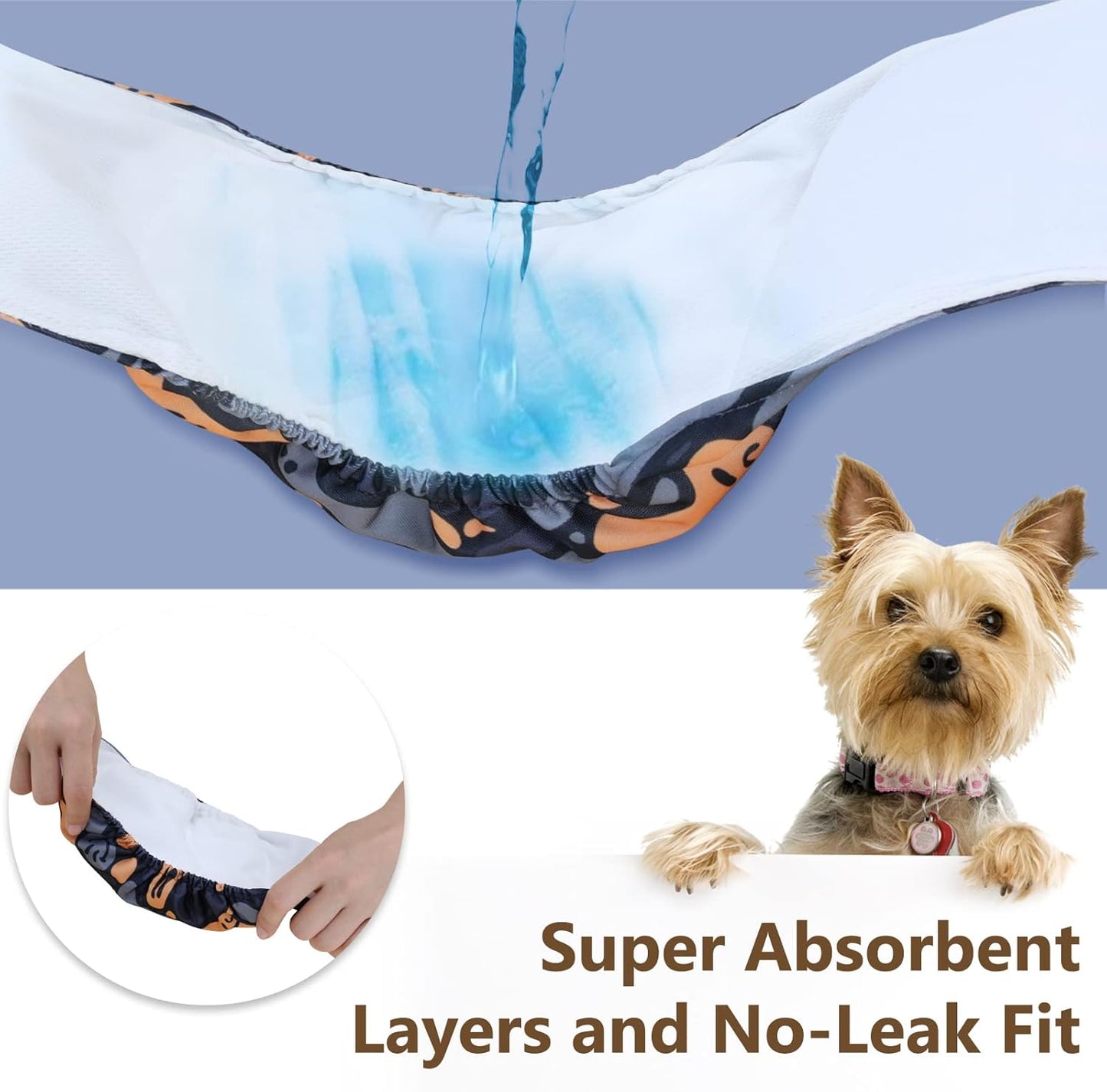 TDIAPERS Washable Belly Bands for Male Dogs,Pack of 3 Premium Male Dog Diapers, Reusable Dog Belly Wrap, X-Small