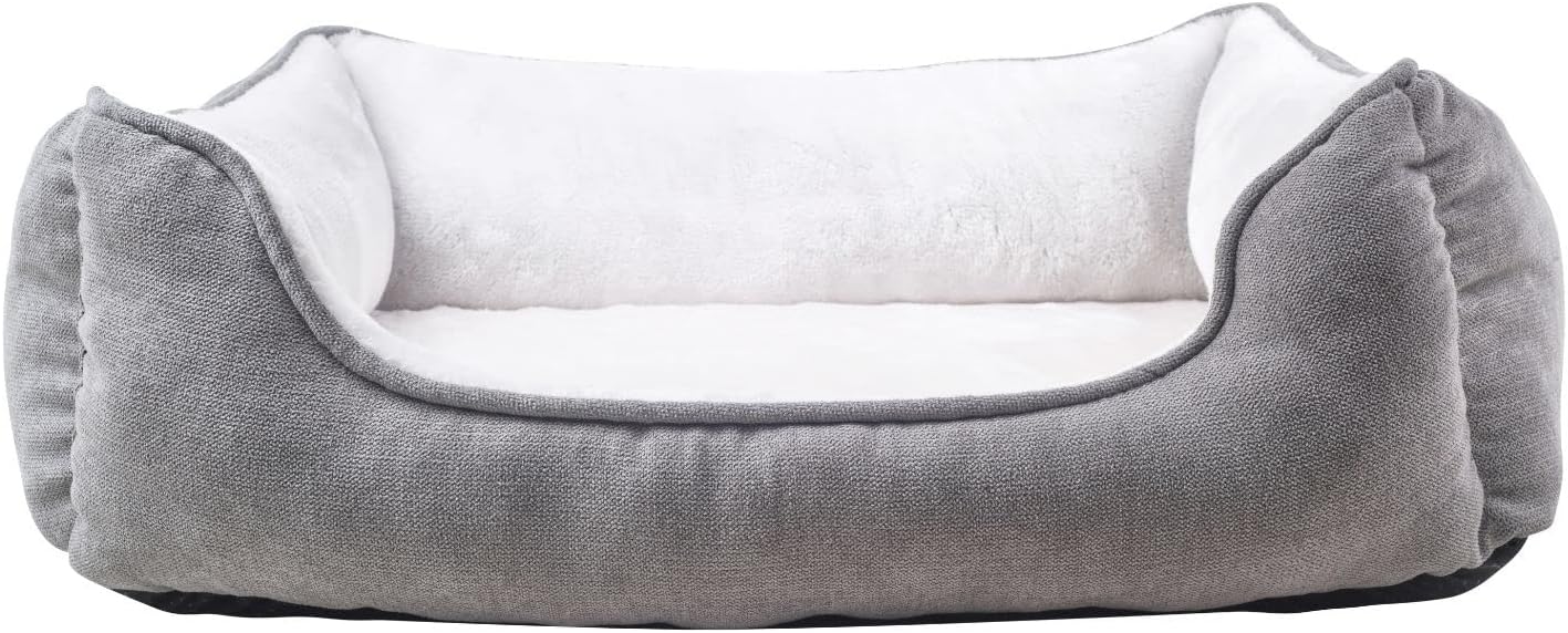 long rich rectangle bolster Pet Bed, Dog bed medium size, Gray With, 25x21x8 Inch (Pack of 1) (HCT-REC-005)