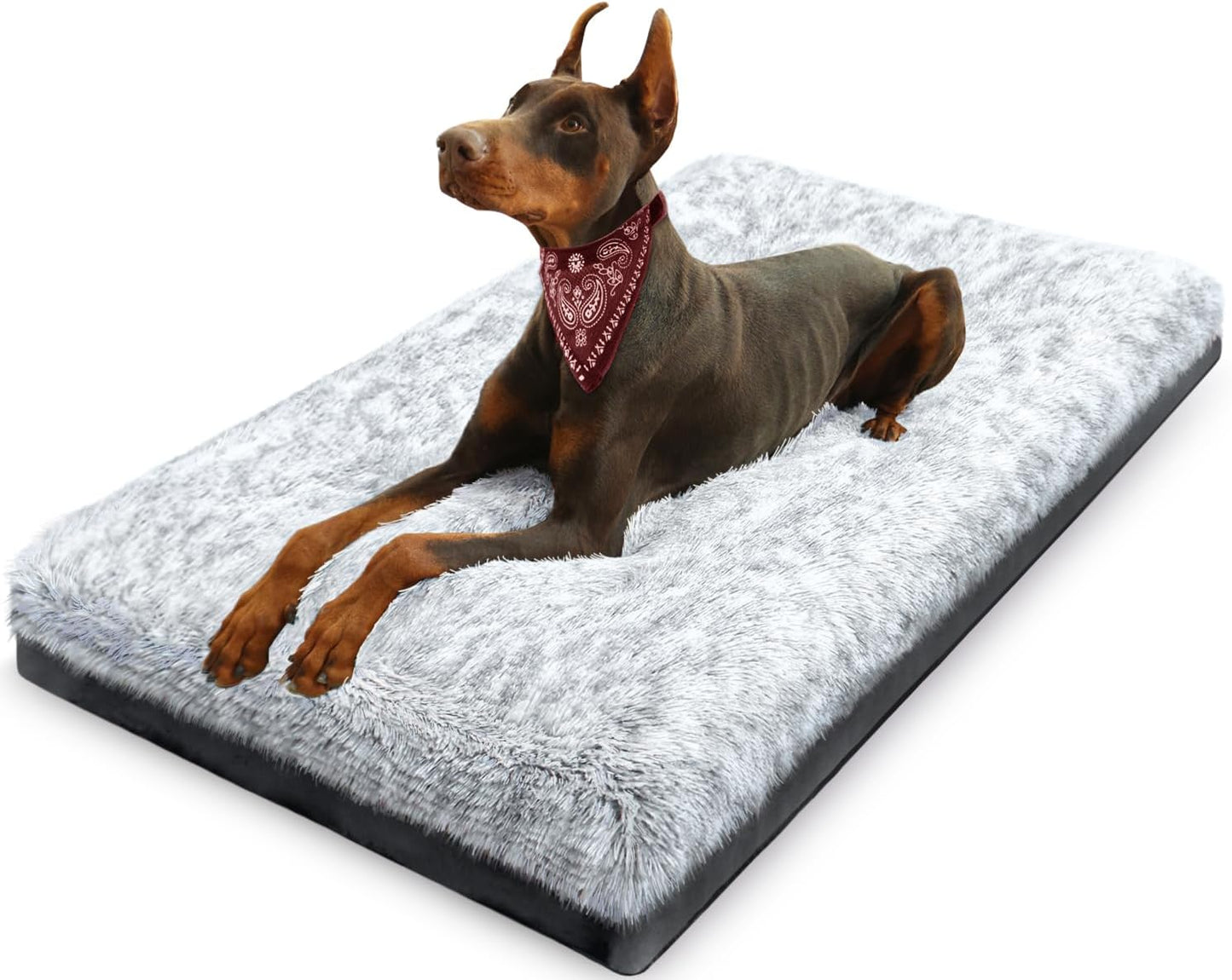 KISYYO Premium Washable Orthopedic Dog Bed – 35" Extra Large Crate Mat with Non-Slip Base, Plush Support for Pets Up to 65 lbs, Grey
