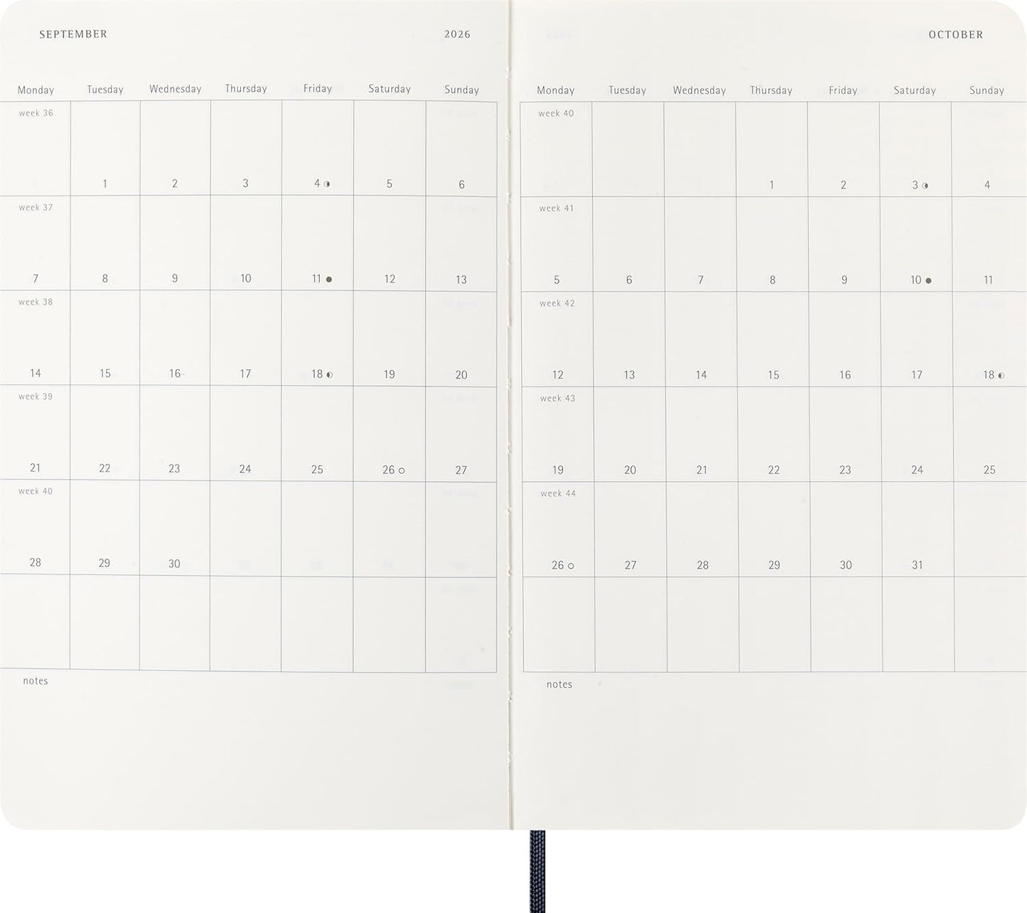 Moleskine Classic 12 Month 2026 Weekly Planner, Soft Cover, Large (5" x 8.25"), Sapphire Blue, 144 pages