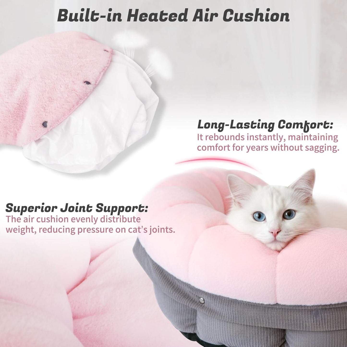 NWK Heated Cat Bed, Versatile Electric Heated Cat Bed with Temperature Adjustable & Auto Shut Off Timer, Chew-Resistant Cord