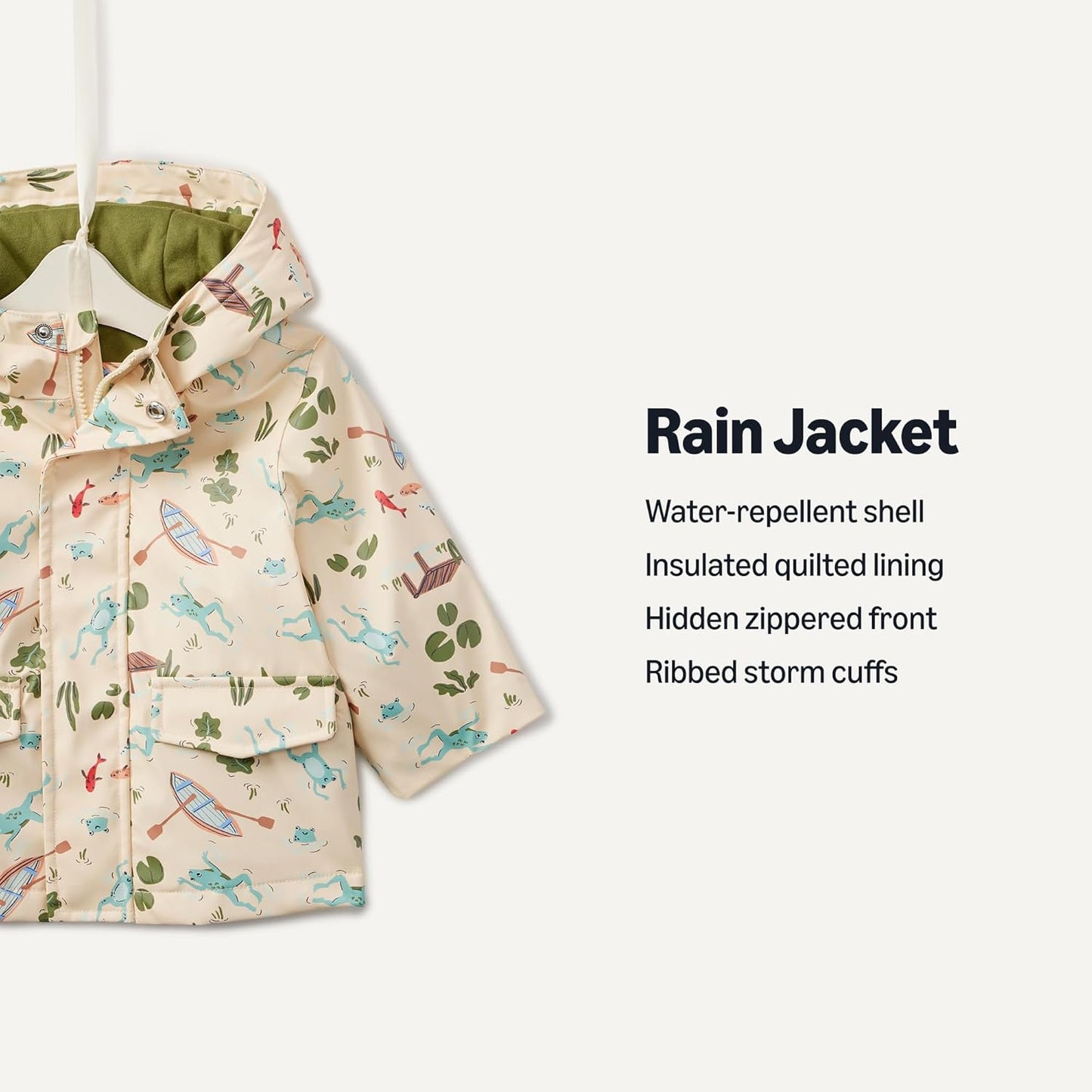 Amazon Essentials x Sofia Grainge Toddler and Baby Boys' Water-Repellent Rain Jacket with Quilted Lining