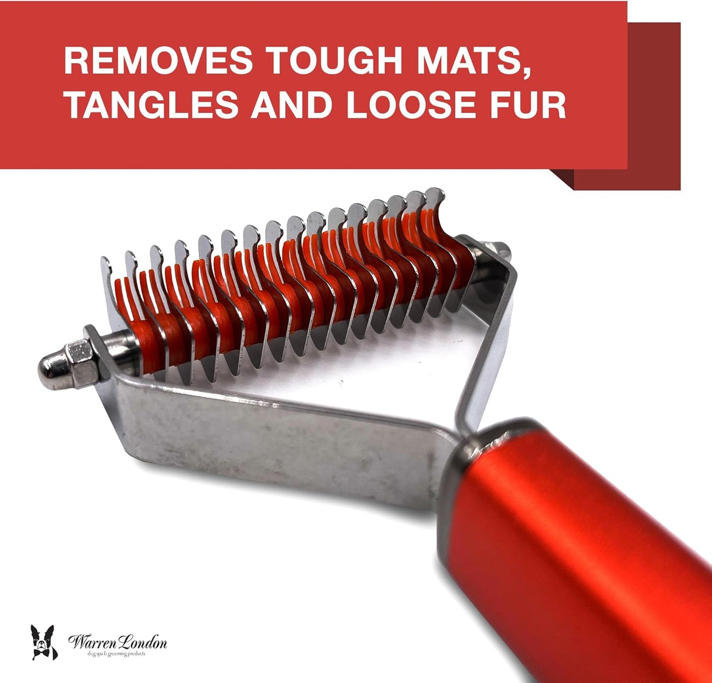 Warren London 10-in-1 Dog Spray & Rake Brush Combo | Detangles, Softens & Reduces Shedding | 16oz After Bath Spray + Dematting Rake | $40 Value – Now $29.99