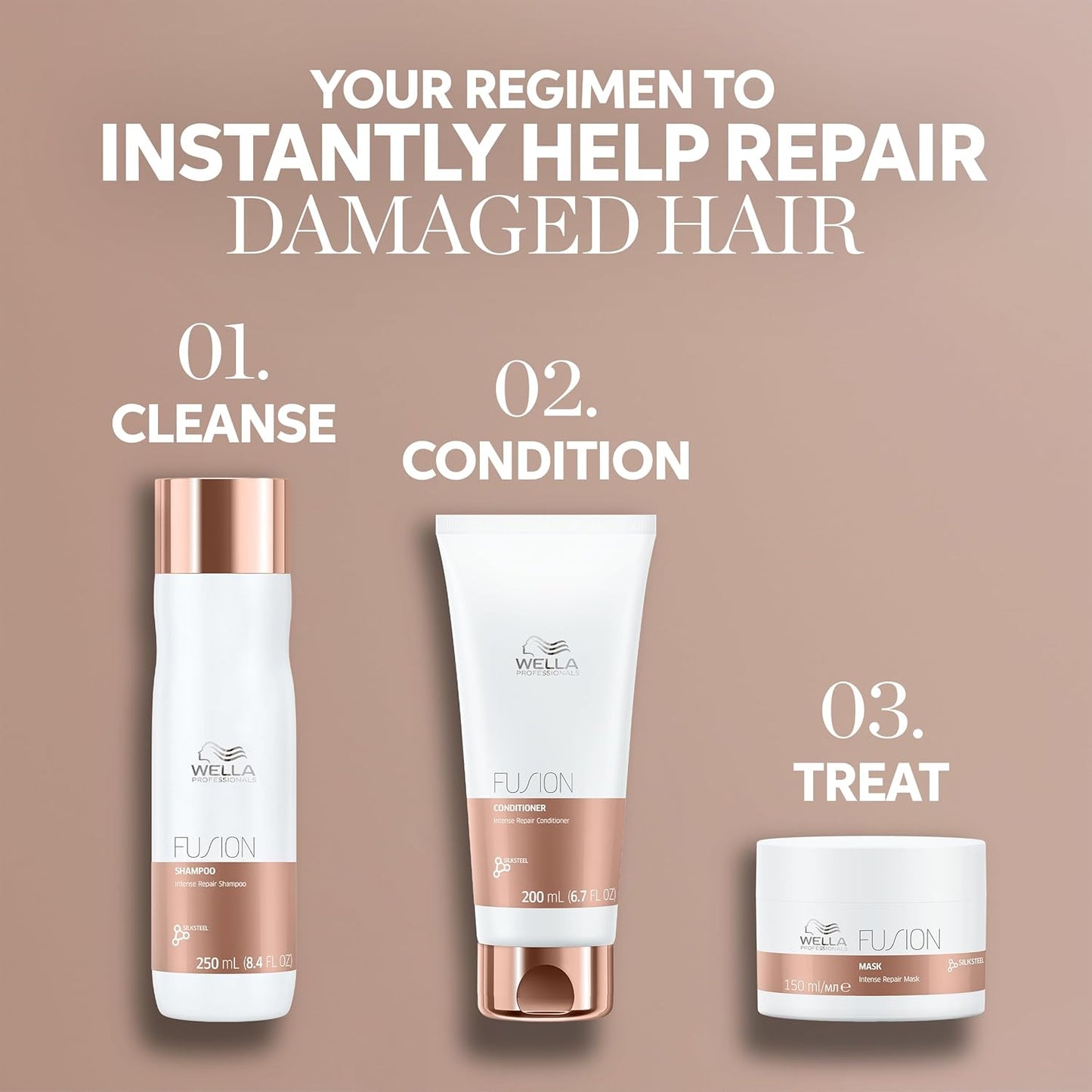 WELLA PROFESSIONALS Fusion Intense Repair Hair Mask for Damaged Hair, Treatment for Hair Repair & Hair Breakage