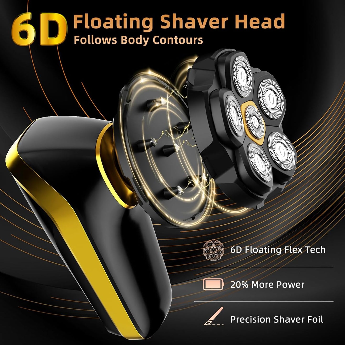Back Shaver for Men: Long-Reach Foldable Handle Electric Back Razor for Men with 6D Smooth & Safe Shaving - 2-in-1 Waterproof Full Body Hair Trimmer & Groomer Kit, Birthday Gift for Men Him (Black)