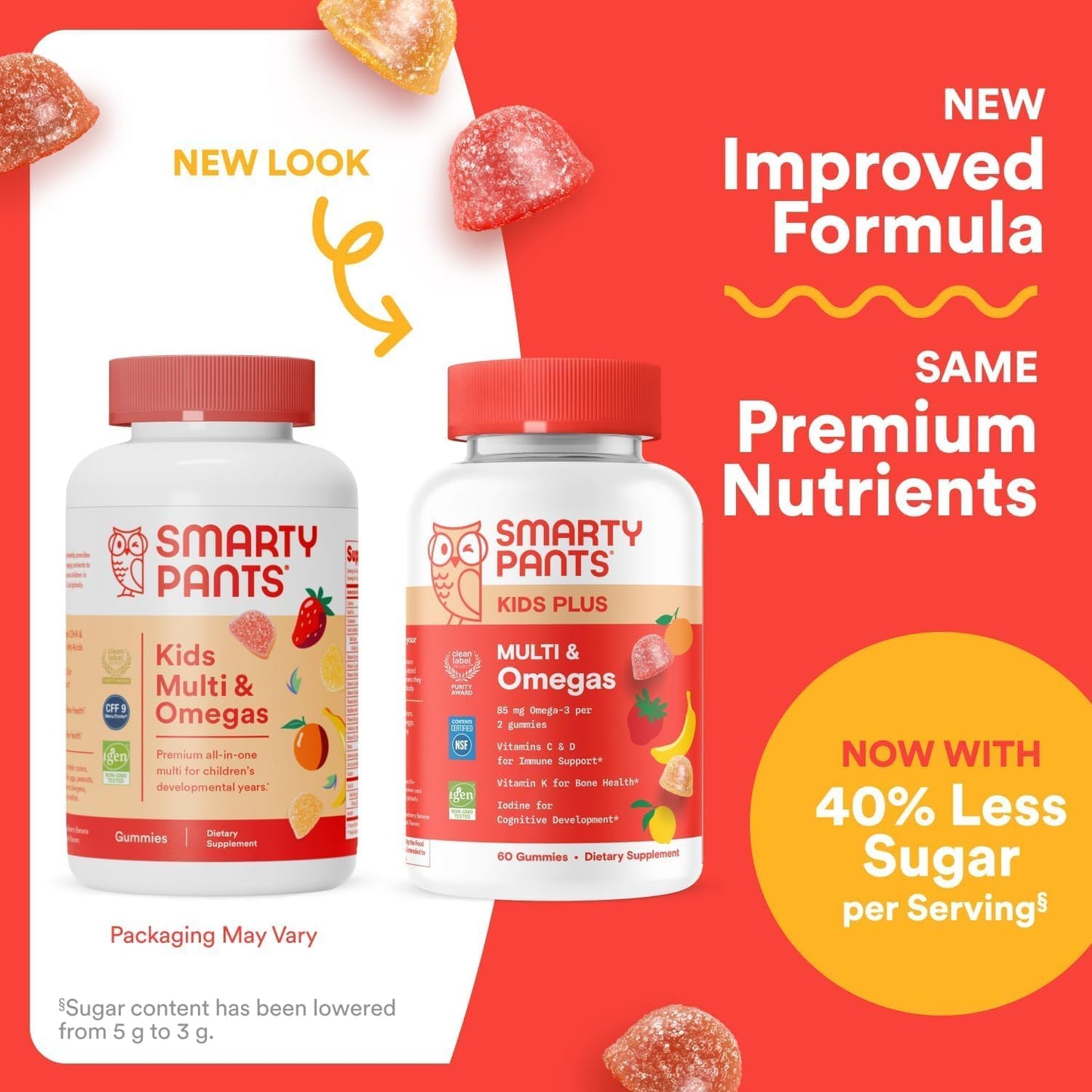 SmartyPants Kids Multivitamin Gummies, Omega 3 (DHA/EPA), Vitamins D3, C, B12, B6, Vitamin A, K & Zinc, Gluten Free, Three Fruit Flavors, 60 Count (30 Day Supply)