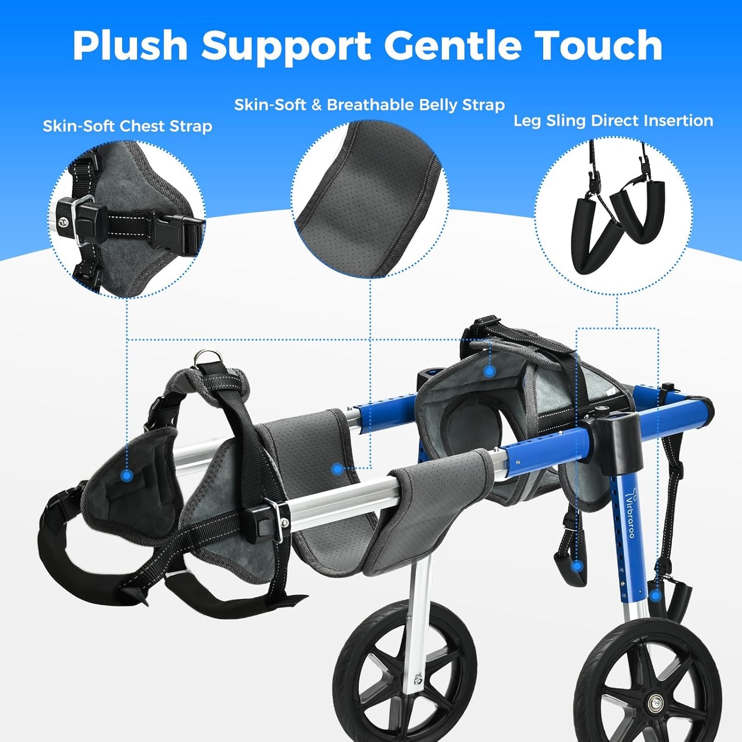 Dog Wheelchair for Back Legs – Adjustable Dog Wheelchair, Aluminum Frame with Padded Harness, All-Terrain Wheels for Medium Dogs, Corgi Dachshund Mobility Support Cart for Back Legs