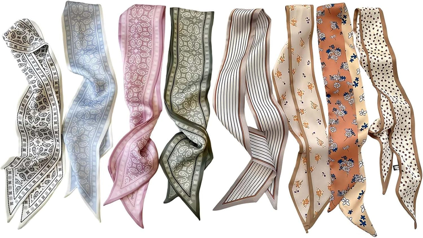 24PCS Fashion Scarves for Women Multifunctional Neck Scarves Purse Scarf Headbands for Bags Hair Accessories