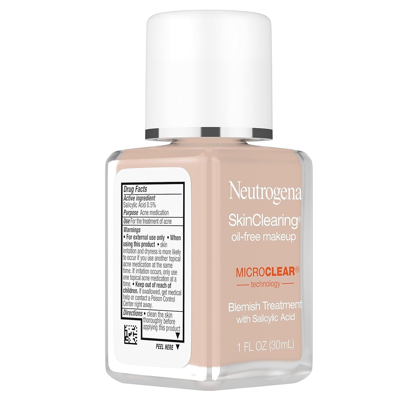 Neutrogena SkinClearing Oil-Free Acne and Blemish Fighting Liquid Foundation with.5% Salicylic Acid Acne Medicine, Shine Controlling Makeup for Acne Prone Skin, 20 Natural Ivory, 1 fl. oz