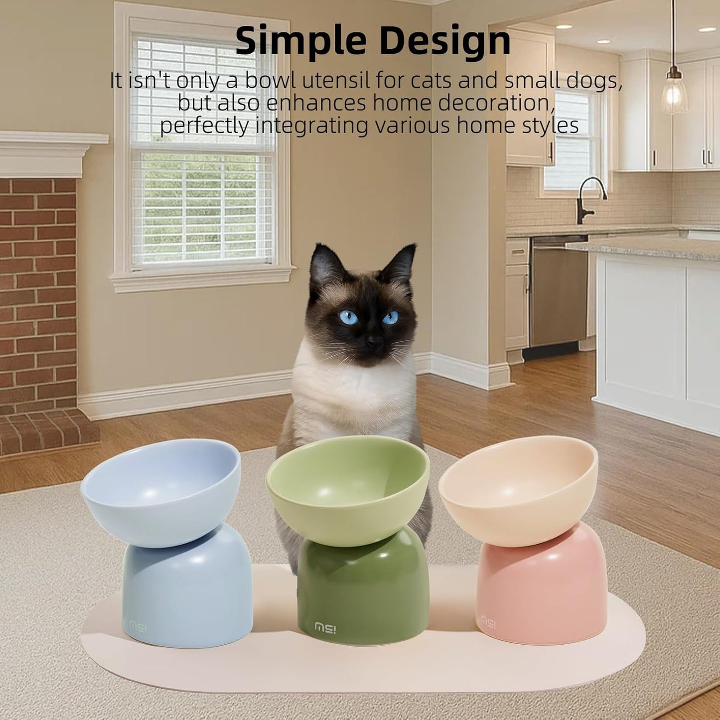 Elevated Ceramic Cat Food Bowl - 5.5" Wide Dish for Whikser Friendly, 6.6" Height for Easy Feeding, Lead & Cadmium Free, Durable Raised Cat Food Bowls, Pink