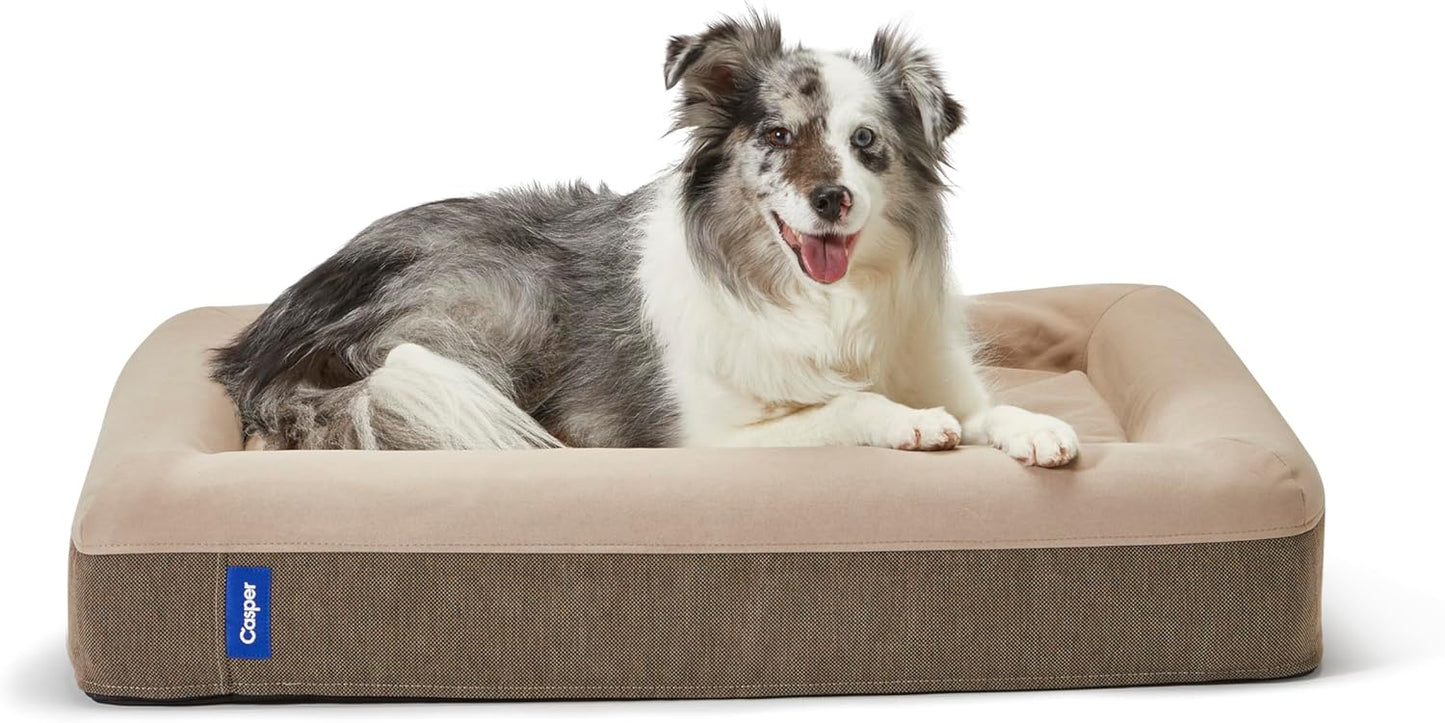 Casper Dog Bed, Plush Memory Foam, Large, Sand, 35.0"L x 45.0"W x 7.0"Th